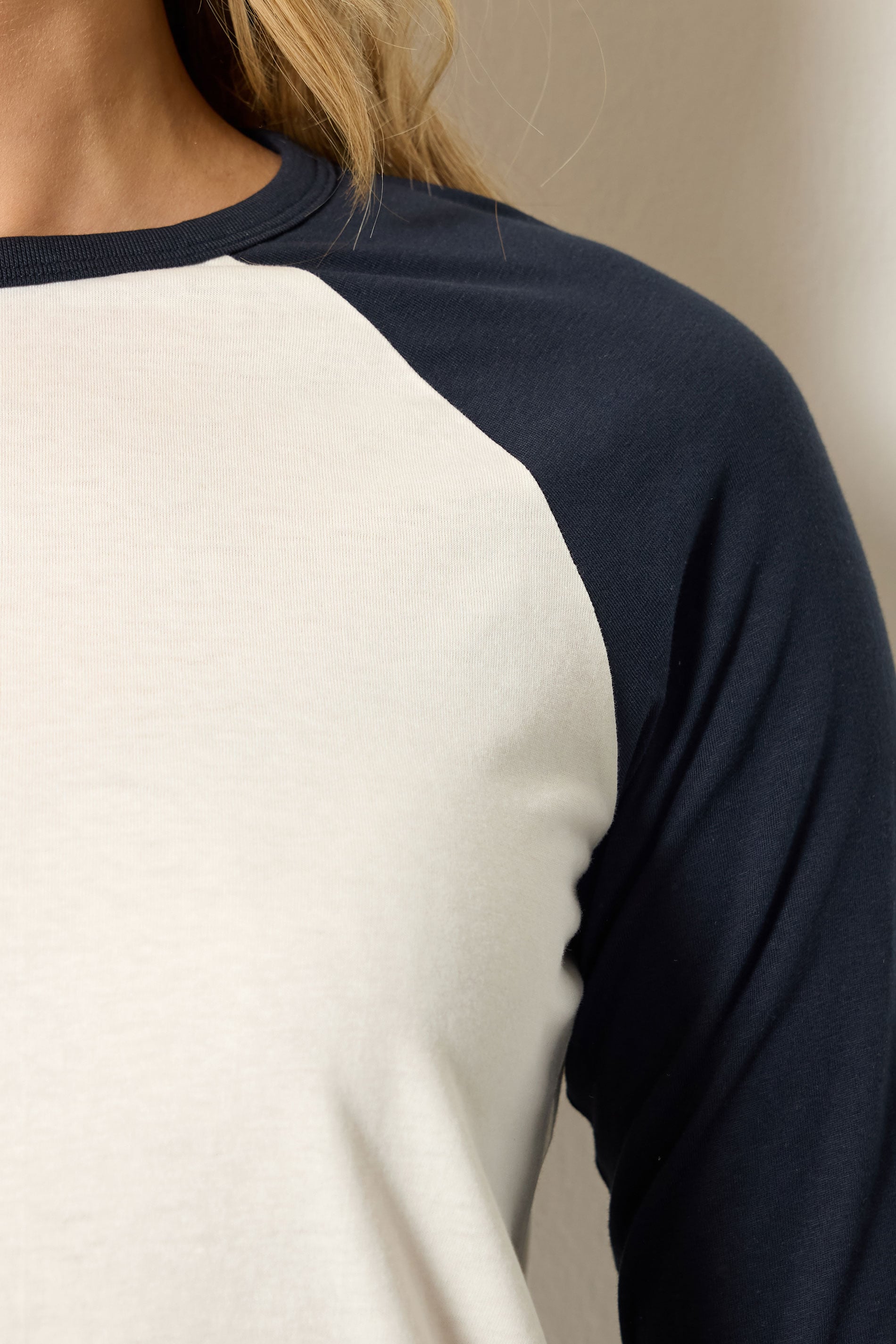 LTS Tall Women's Navy Blue & White Raglan Cotton T-Shirt | Long Tall Sally 4