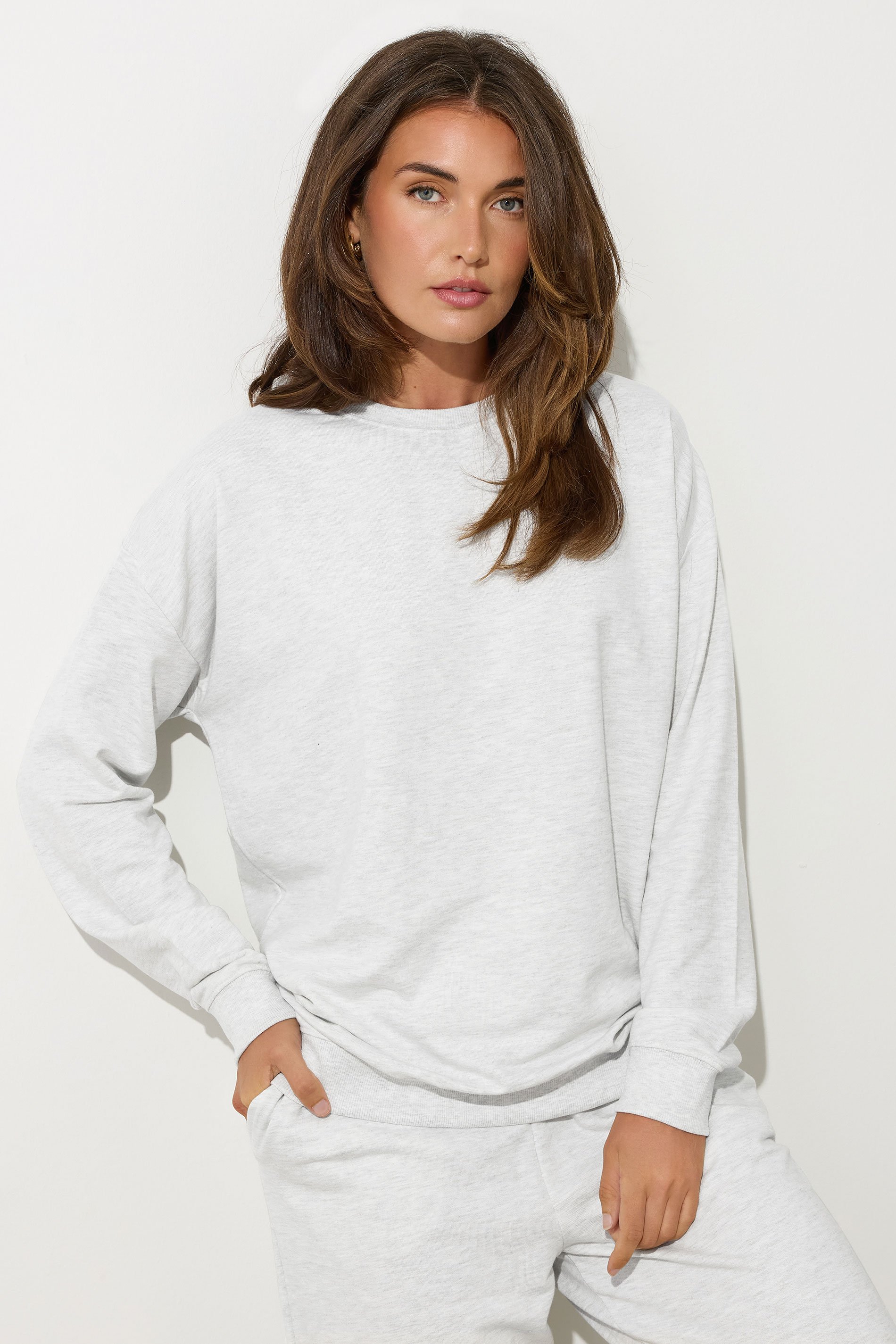 LTS Tall Womens Light Grey Sweatshirt & Jogger Set | Long Tall Sally 4