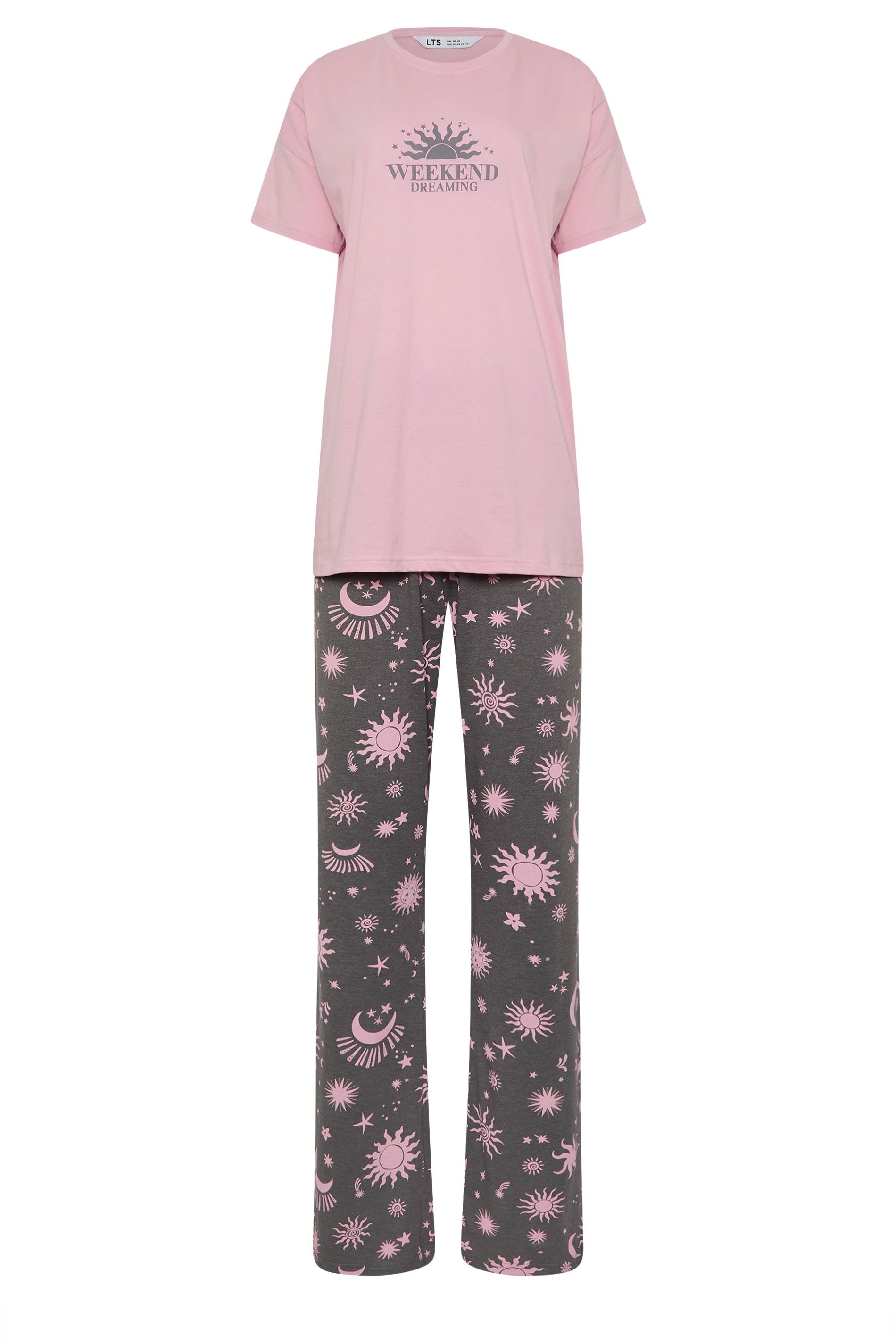 LTS Tall Women's Pink 'Weekend Dreaming' Slogan Pyjama Set | Long Tall Sally 6