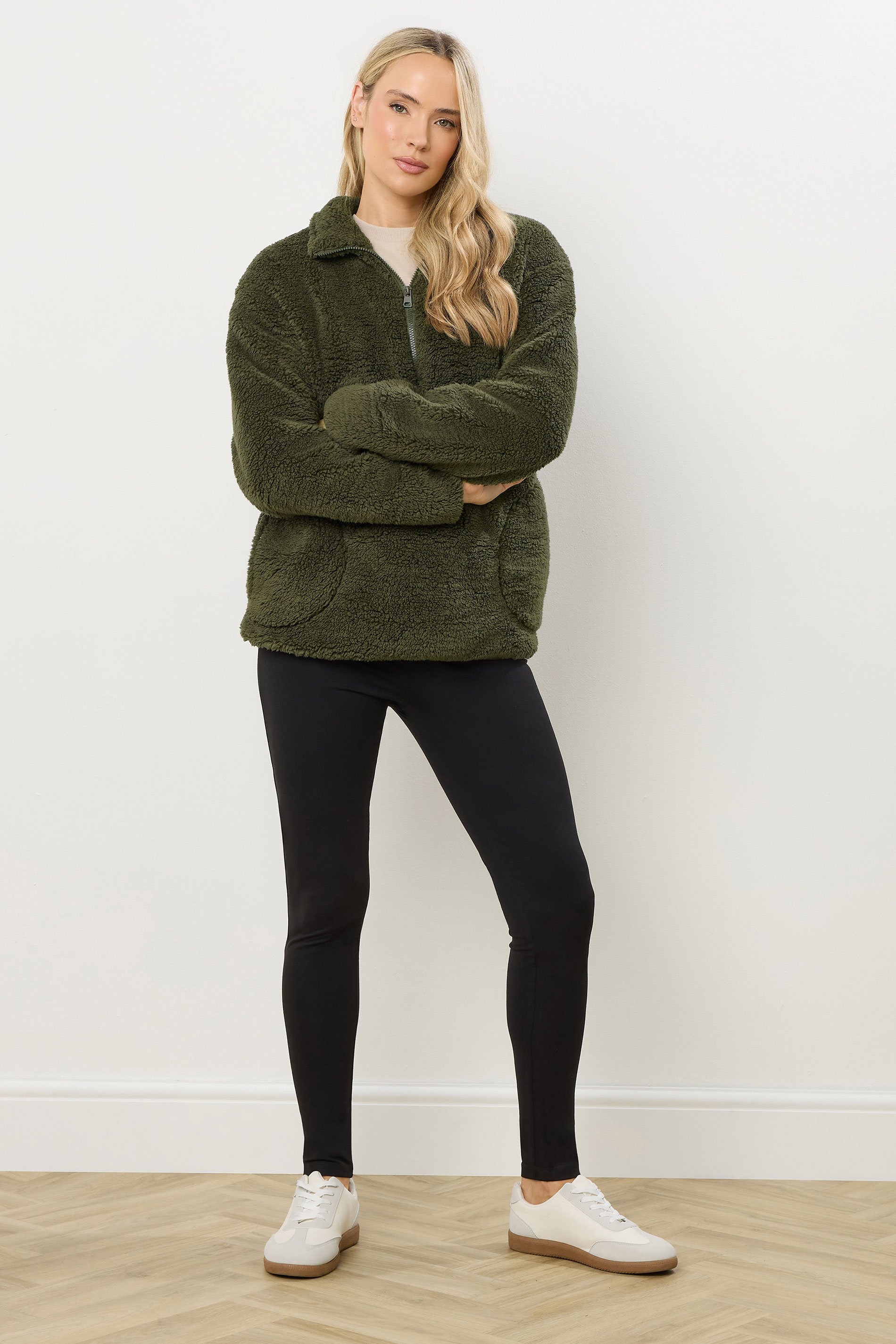 LTS Tall Khaki Green Half Zip Fleece Jacket | Long Tall Sally 3