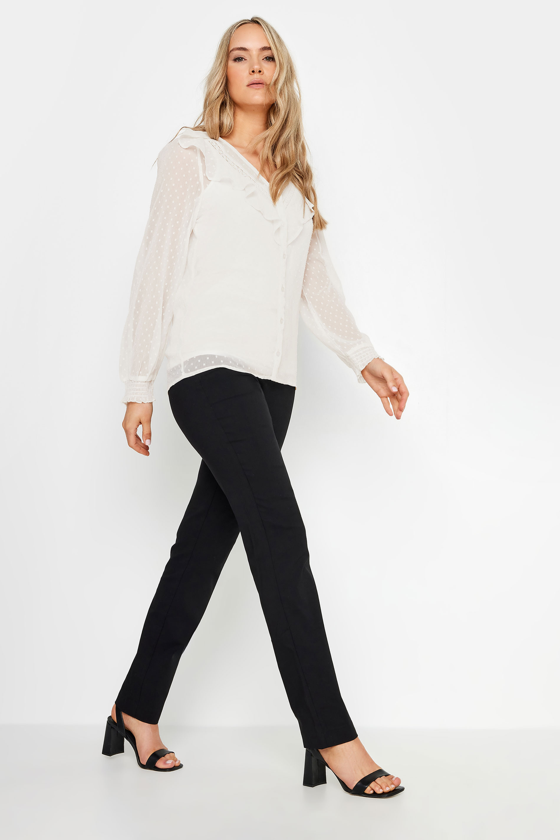 LTS Tall Women's White Dobby Frill Blouse | Long Tall Sally  2