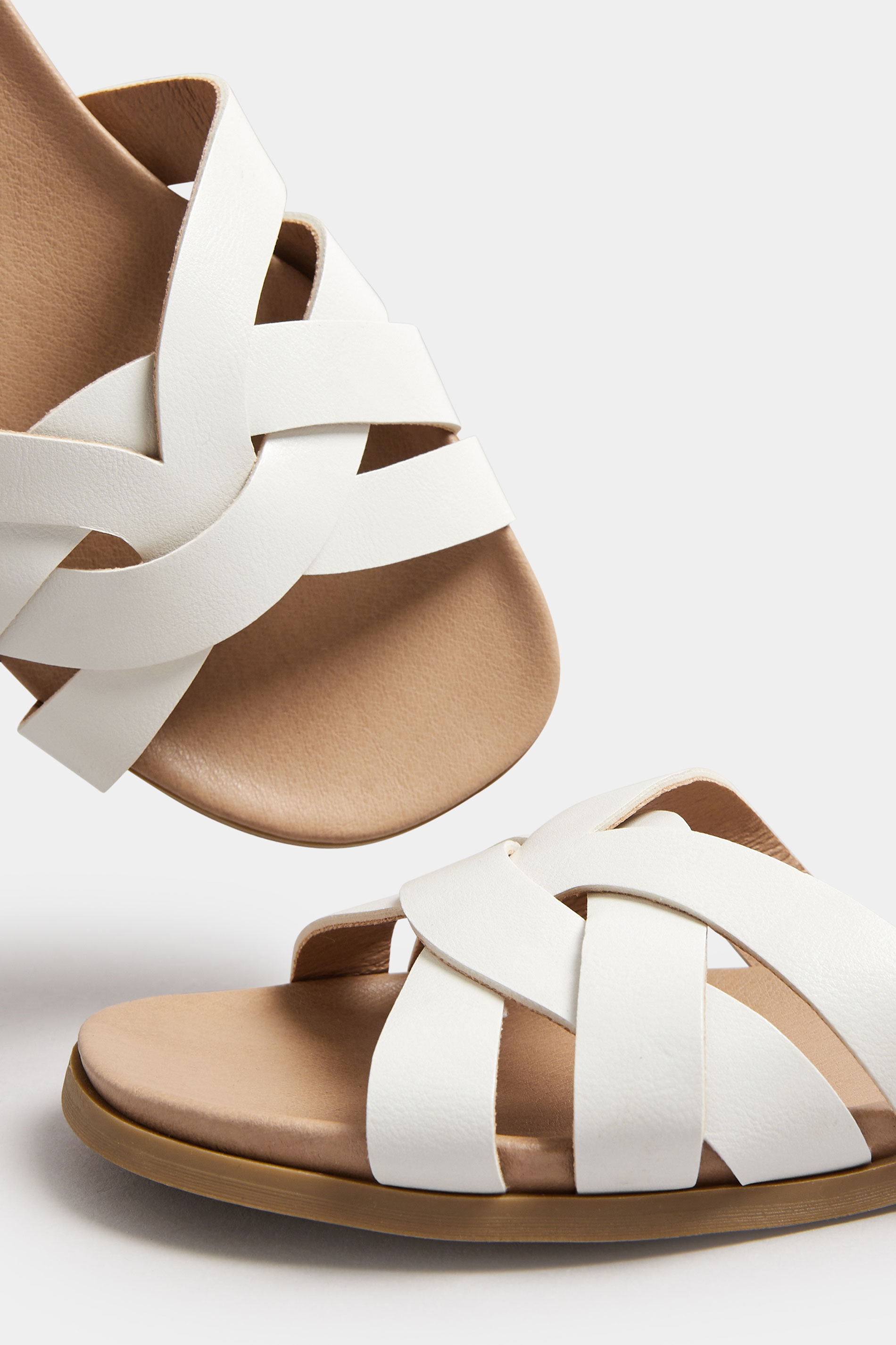 White Woven Mule Sandals In Extra Wide EEE Fit | Yours Clothing 5