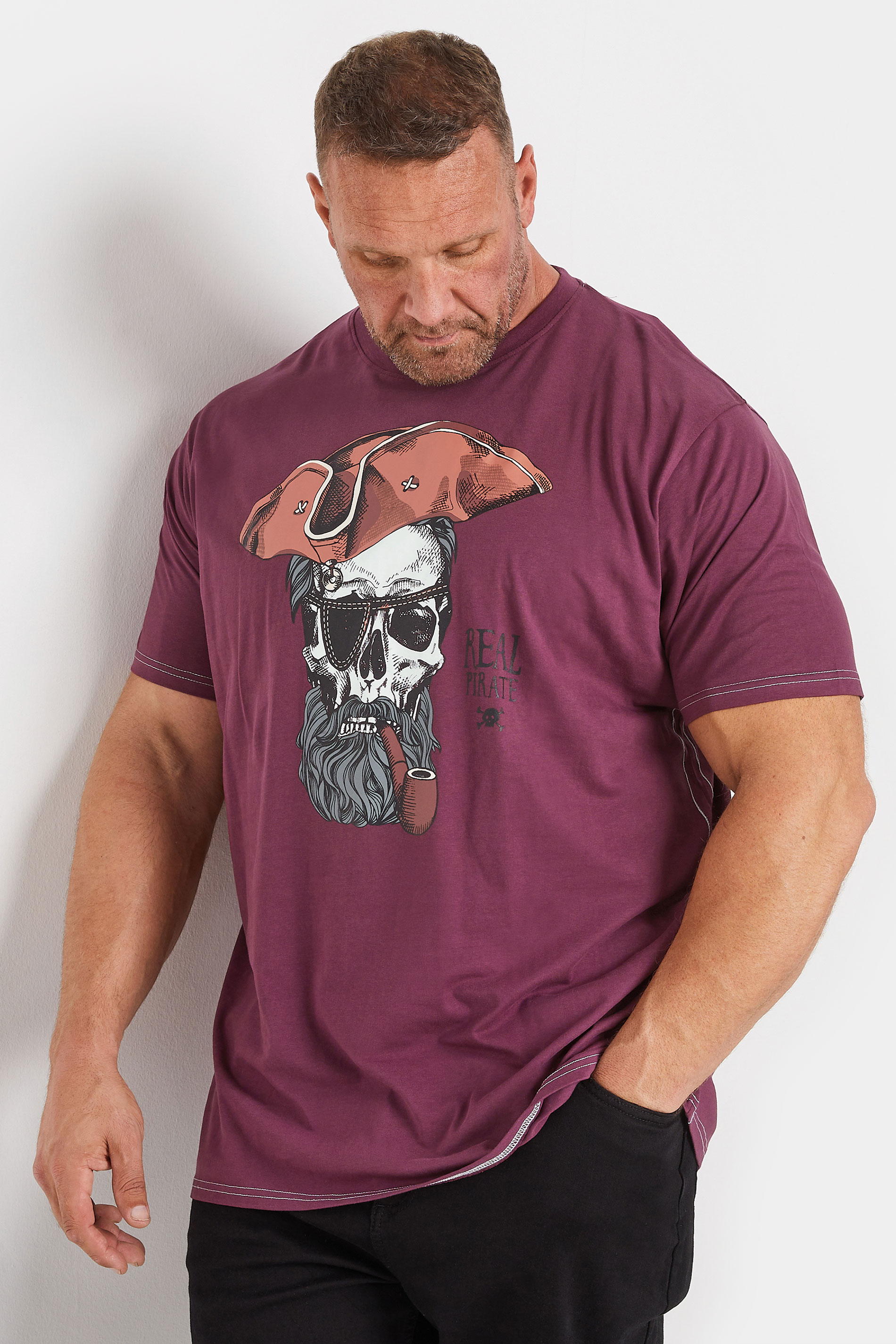 KAM Plum 'Real Pirates' Graphic Print T-Shirt | BadRhino 2