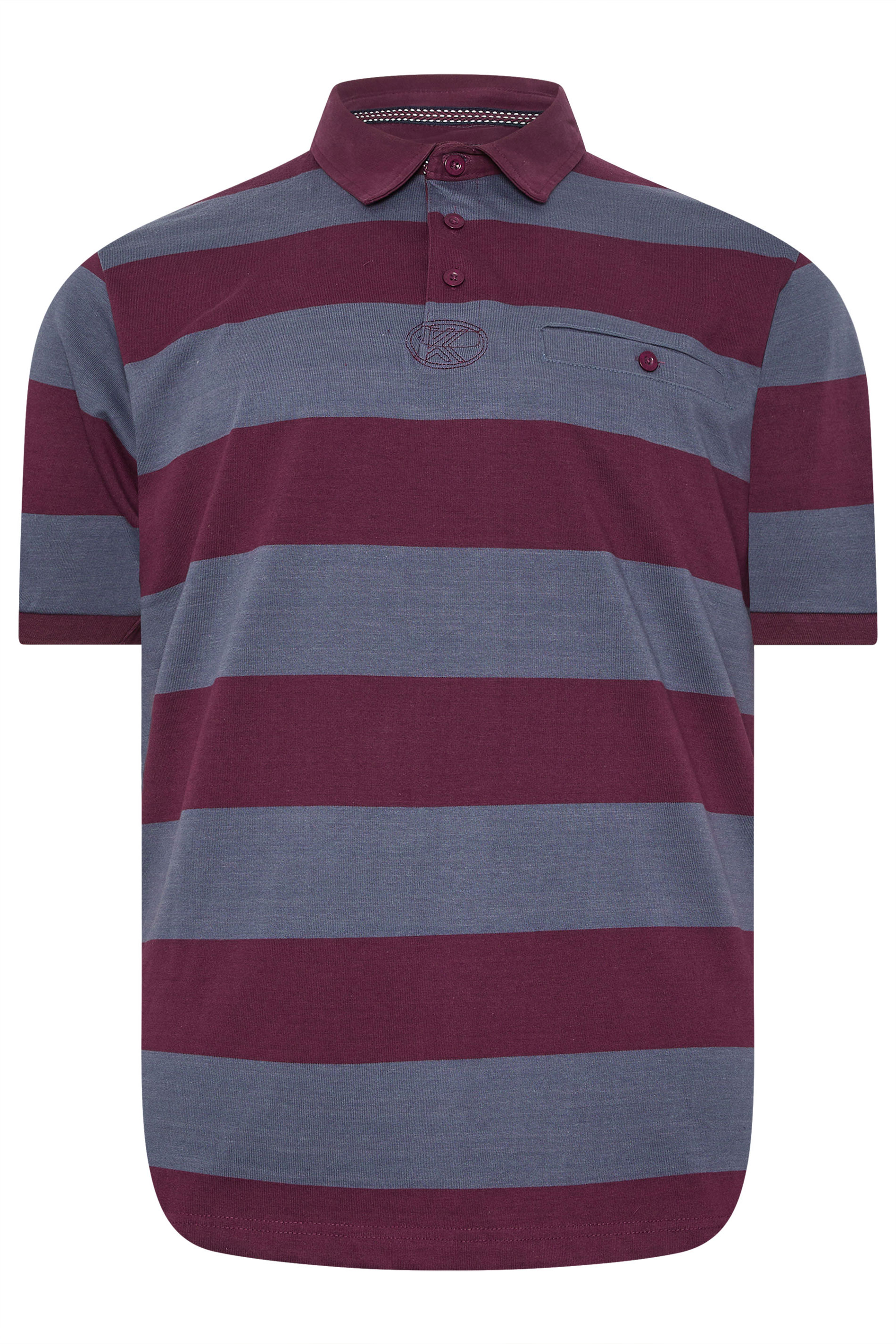 KAM Indigo Blue Striped Short Sleeve Rugby Polo Shirt | BadRhino 3