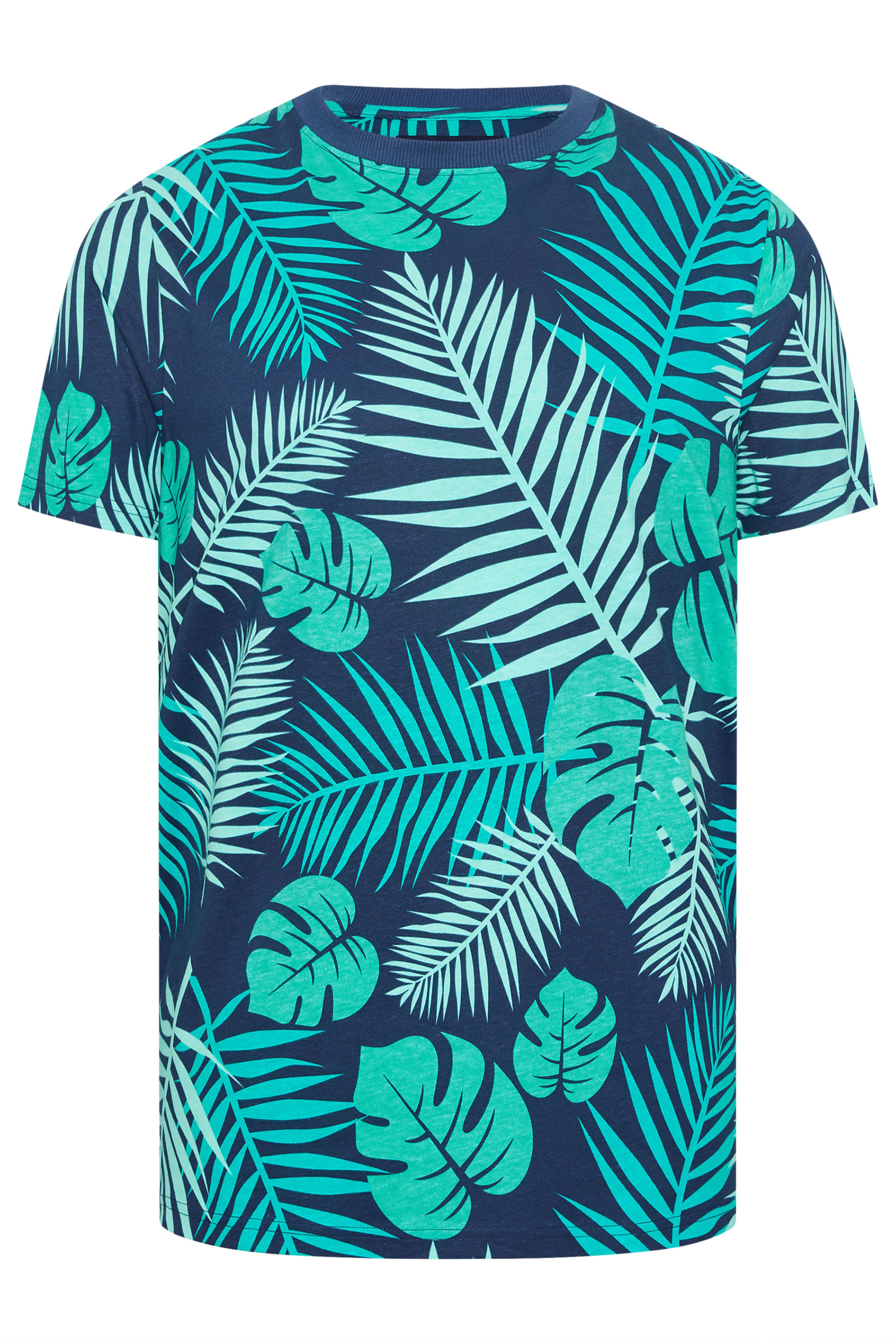 BadRhino Big & Tall Navy Blue Leaf Printed T-Shirt | BadRhino 7