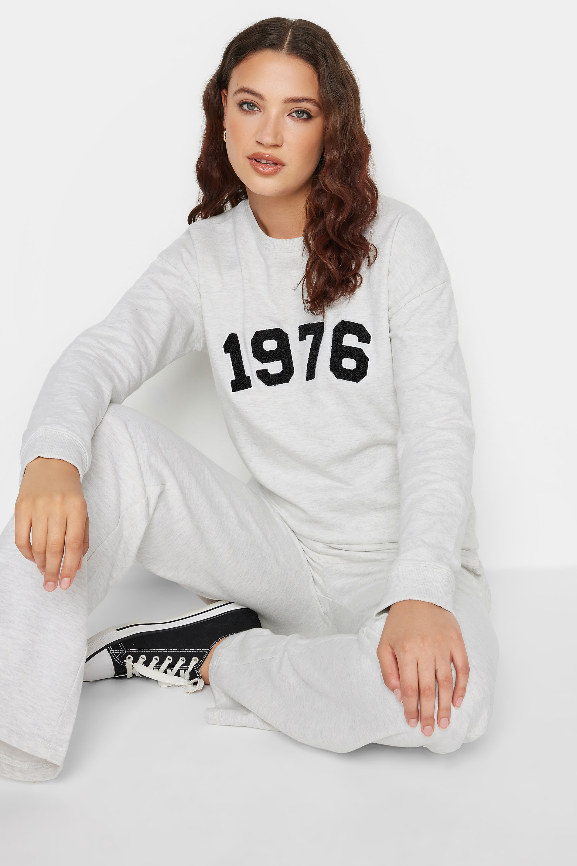 LTS Tall Light Grey '1976' Slogan Sweatshirt | Long Tall Sally 5