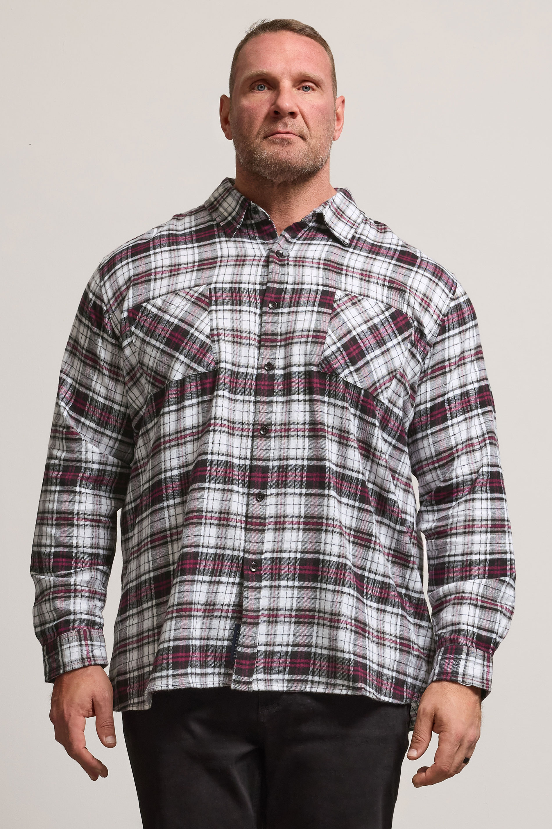 BadRhino Big & Tall Black Check Print Long Sleeve Flannel Shirt | BadRhino 1