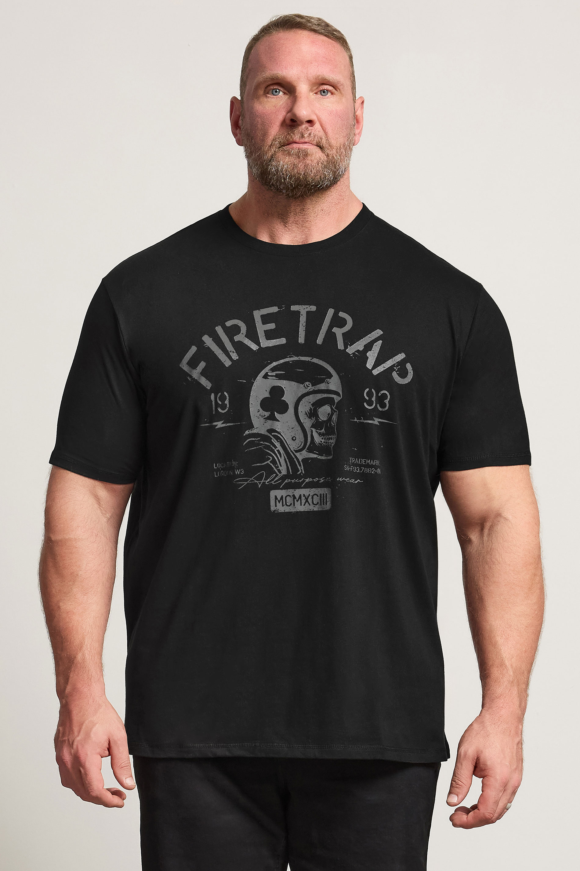 FIRETRAP Big & Tall Black Forged Iron Print T-Shirt | BadRhino 1