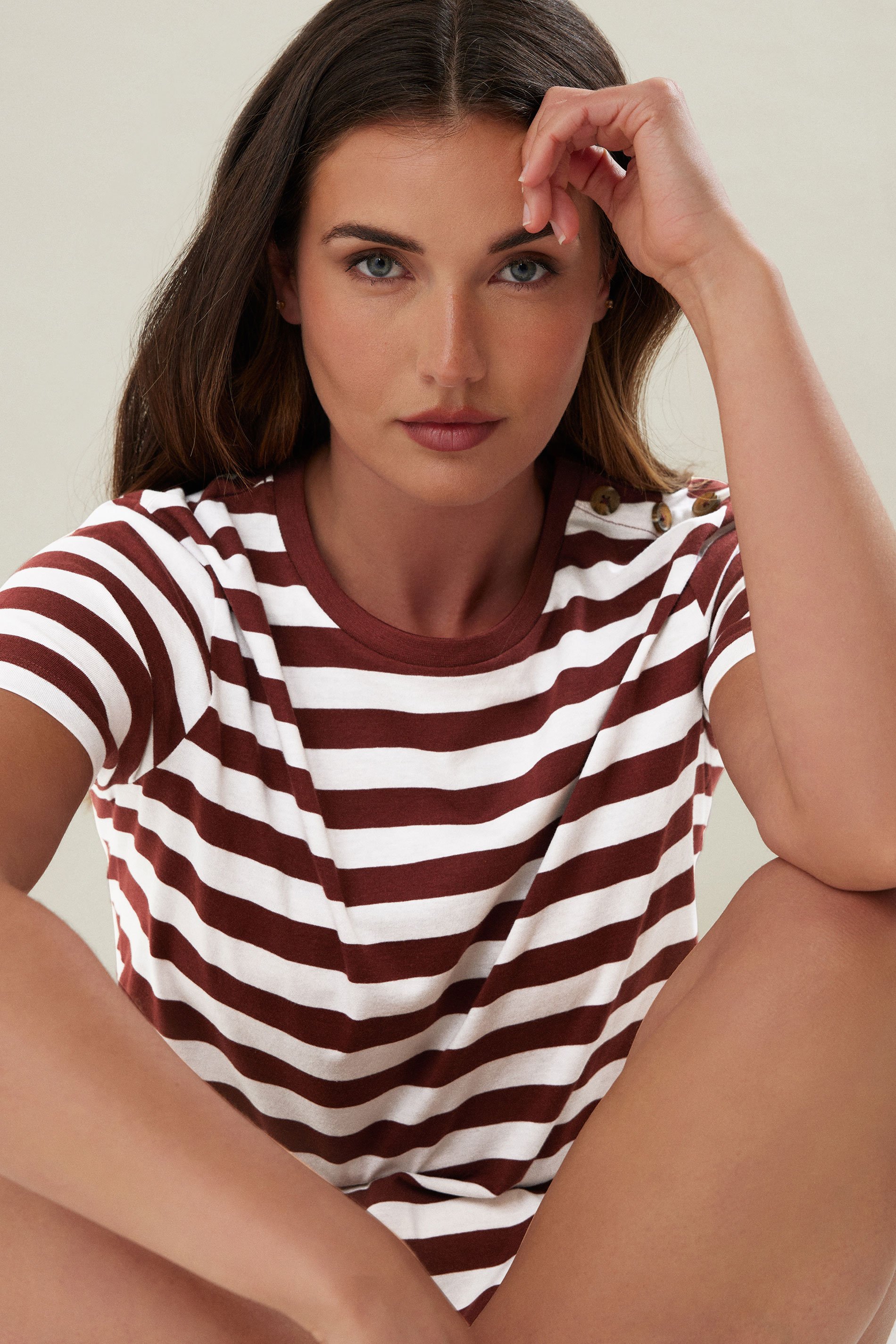 LTS Tall Burgundy Red Striped T-shirt | Long Tall Sally 4