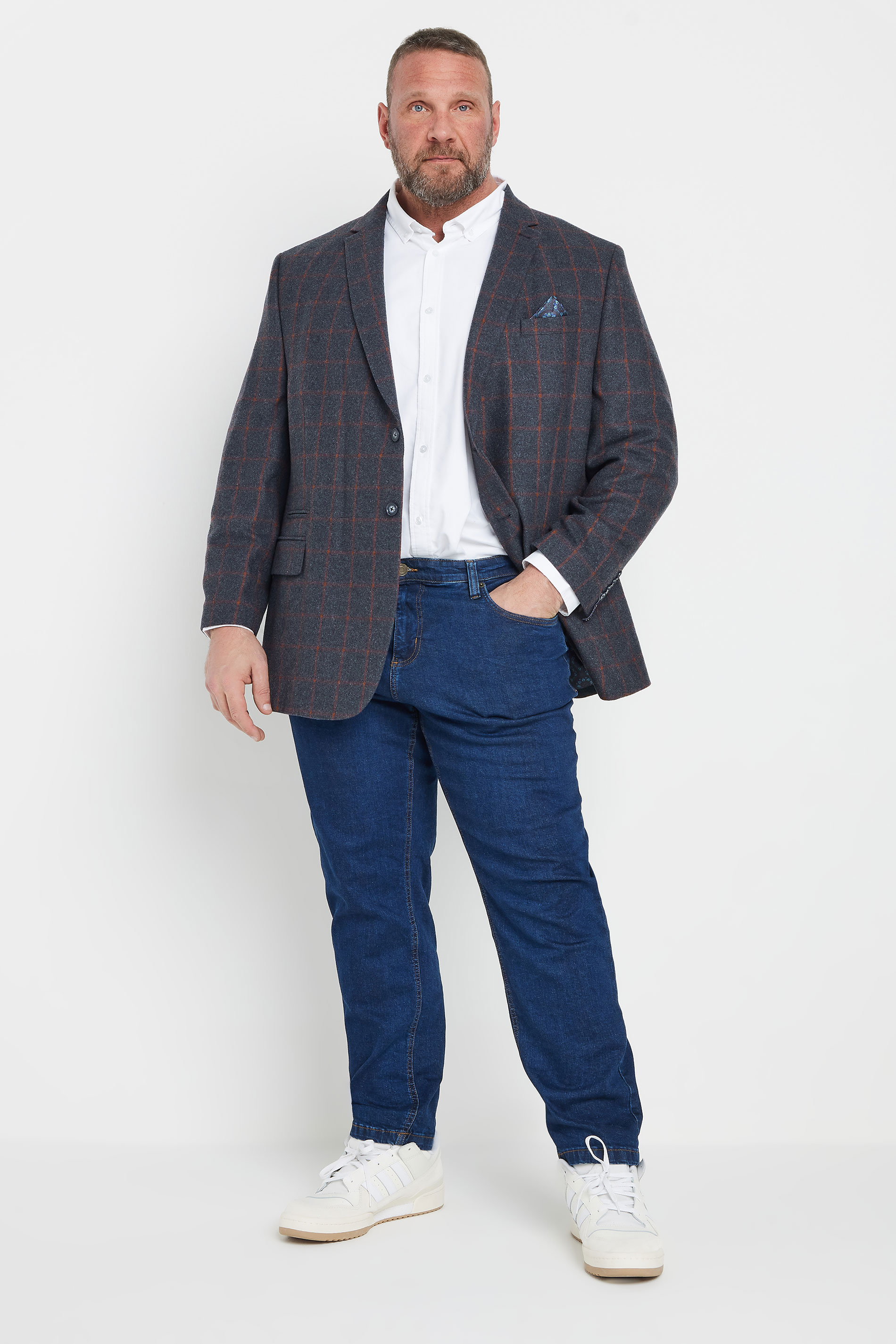 BadRhino Tailoring Big & Tall Blue & Red Checked Suit Jacket | BadRhino 5