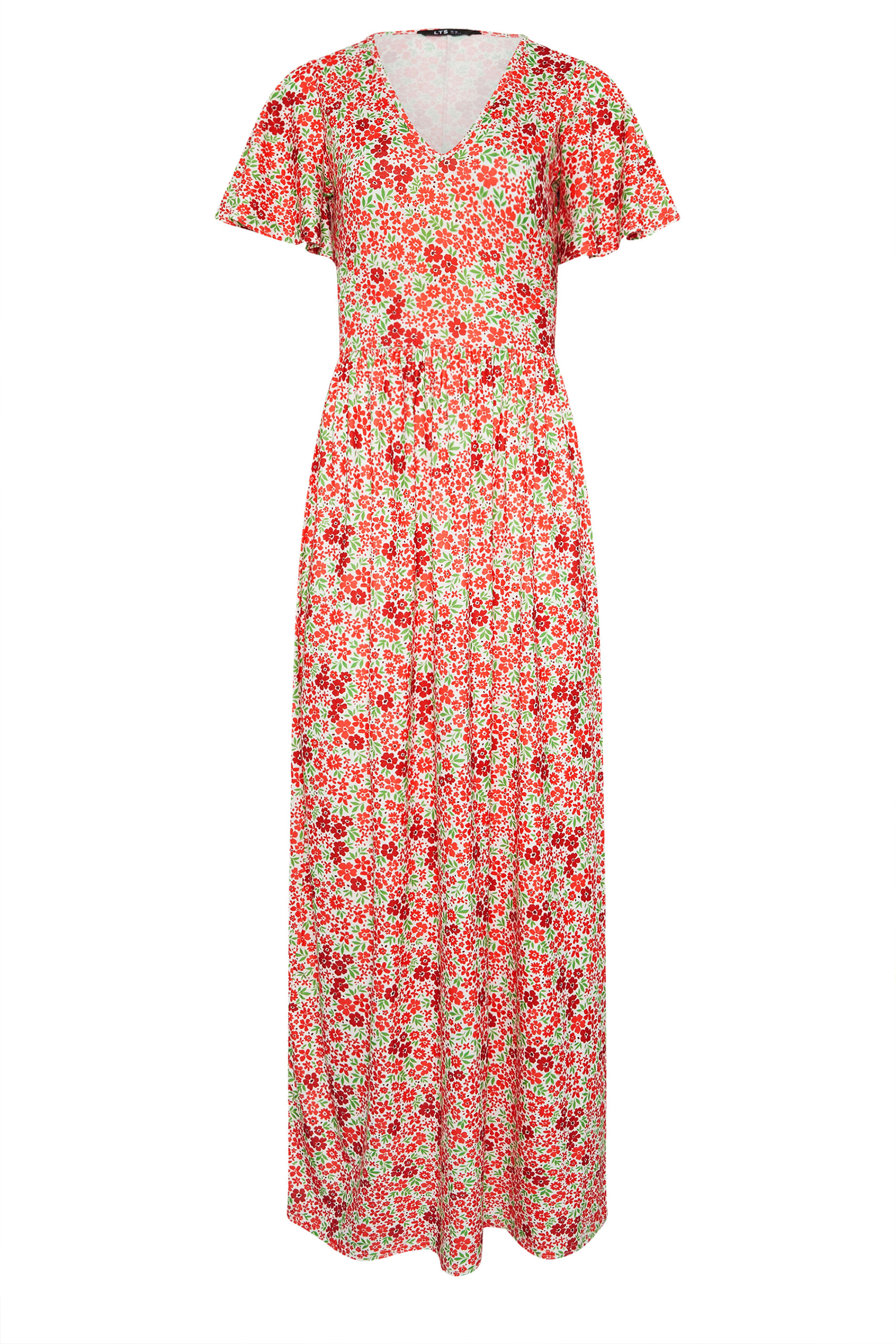 LTS Tall Red Ditsy Angel Sleeve Maxi Dress | Long Tall Sally 5