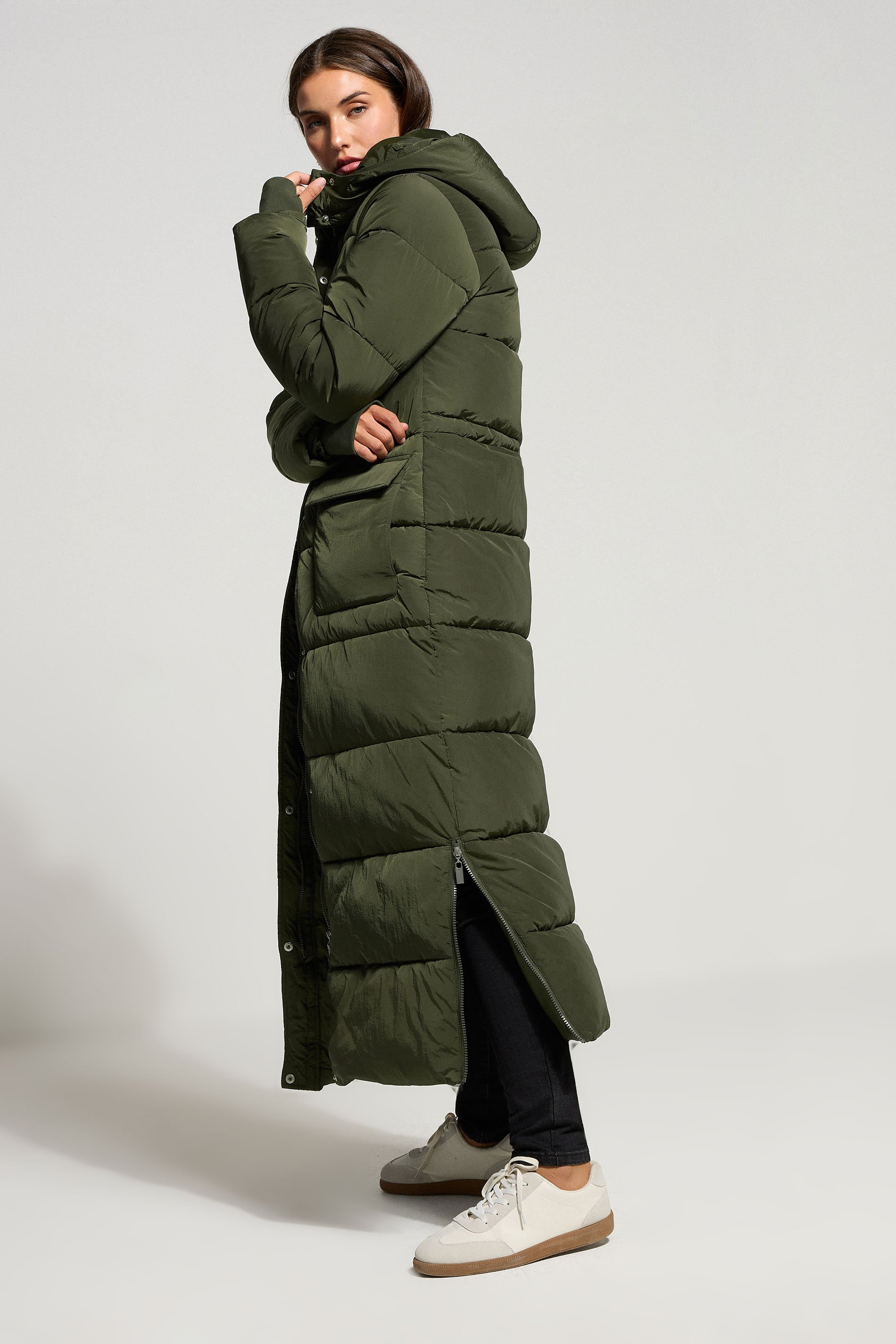 LTS Tall Khaki Padded Longline Maxi Coat | Long Tall Sally 3