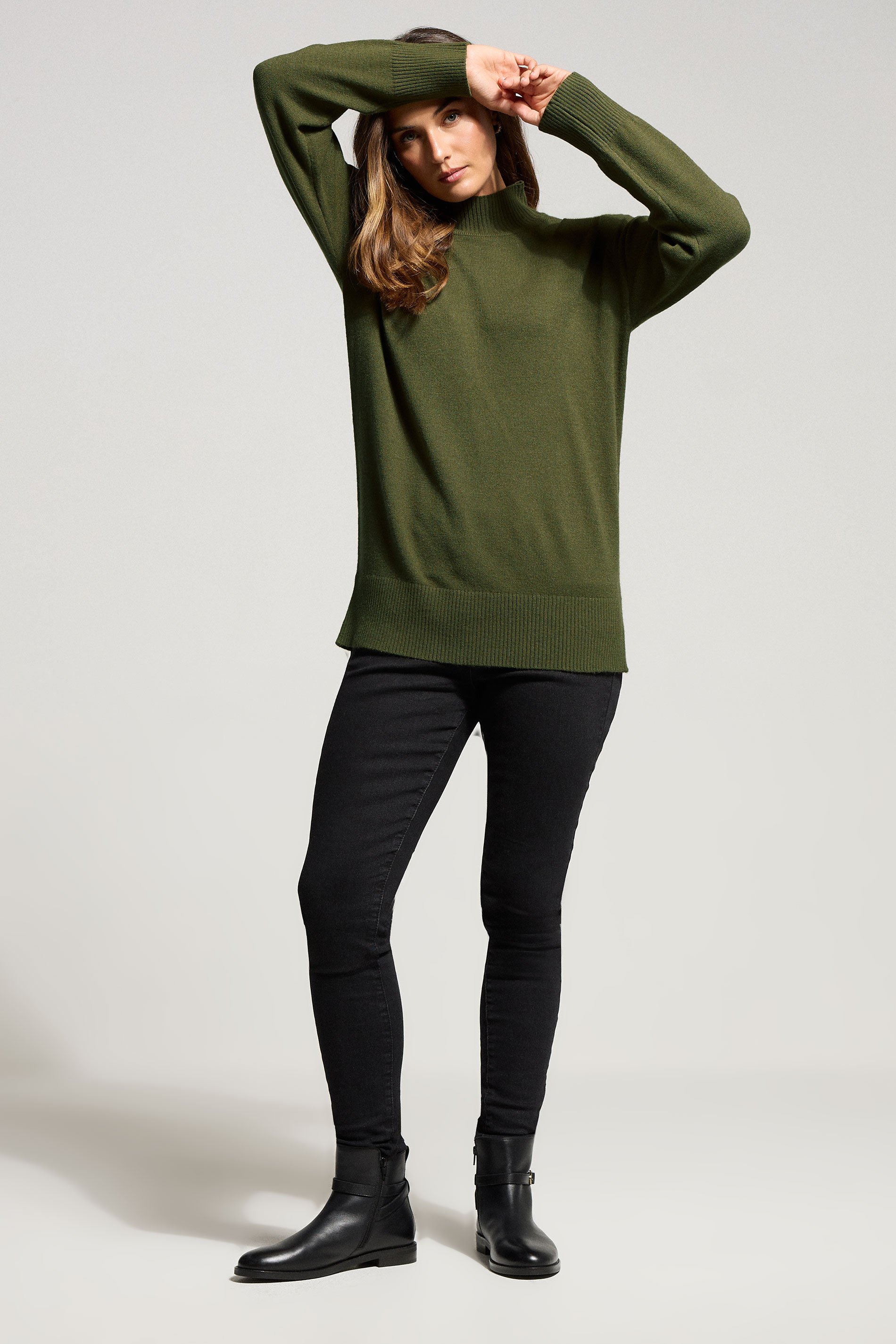 LTS Tall Khaki Green Turtle Neck Jumper | Long Tall Sally 3