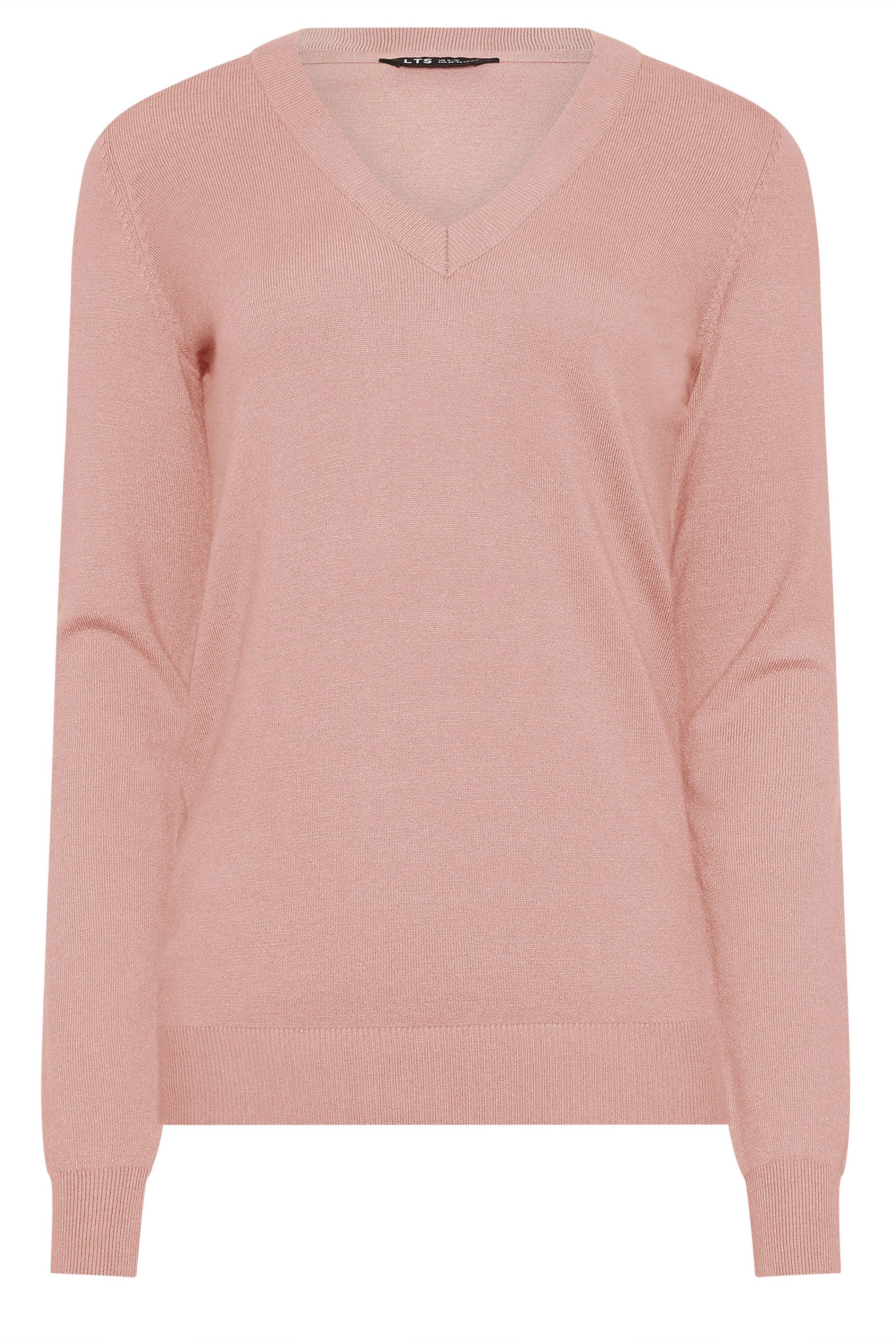 LTS Tall Light Pink Knit V-Neck Jumper | Long Tall Sally 1