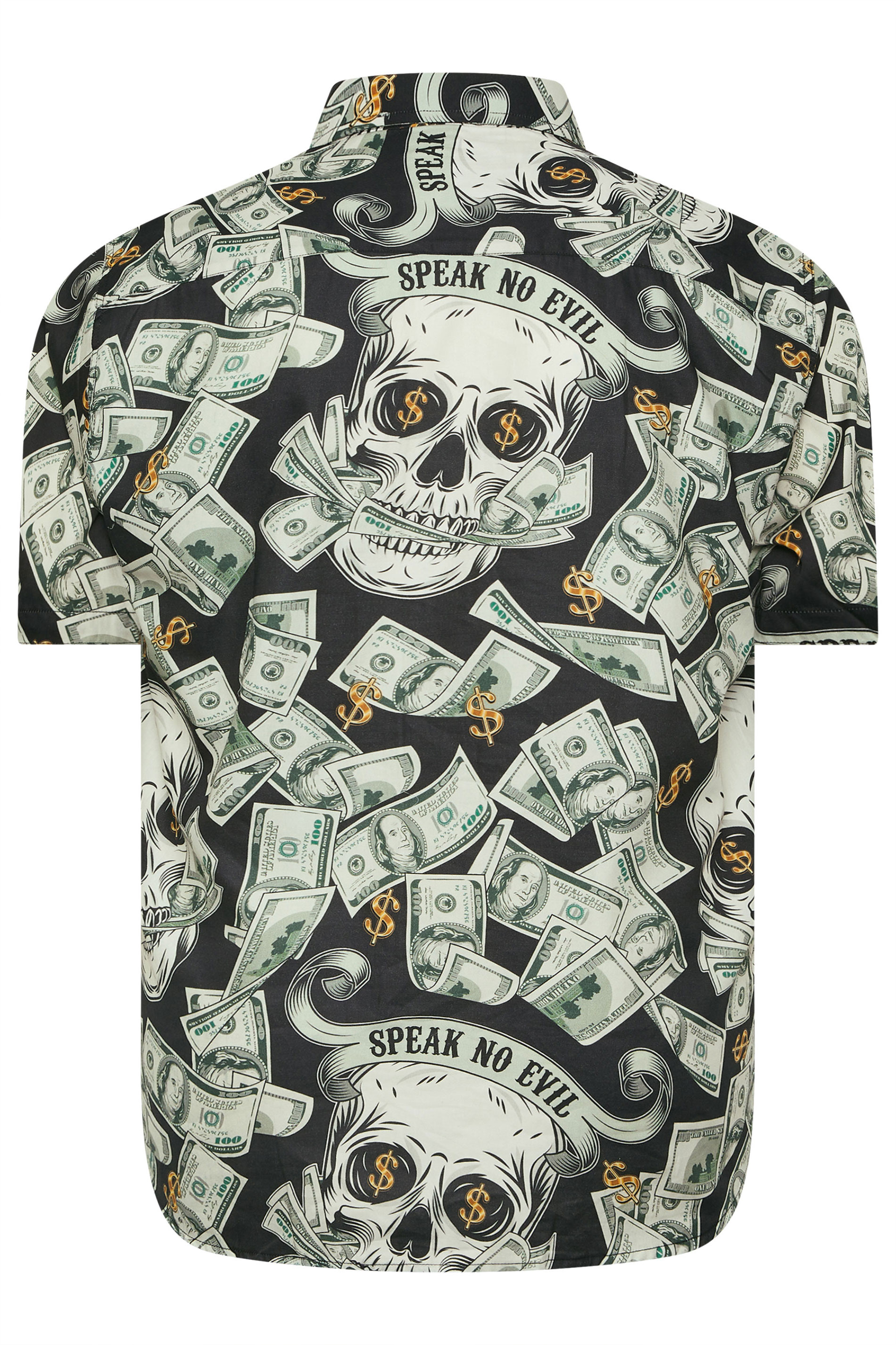 KAM Big & Tall Black Dollar Bills Print Shirt | BadRhino 5