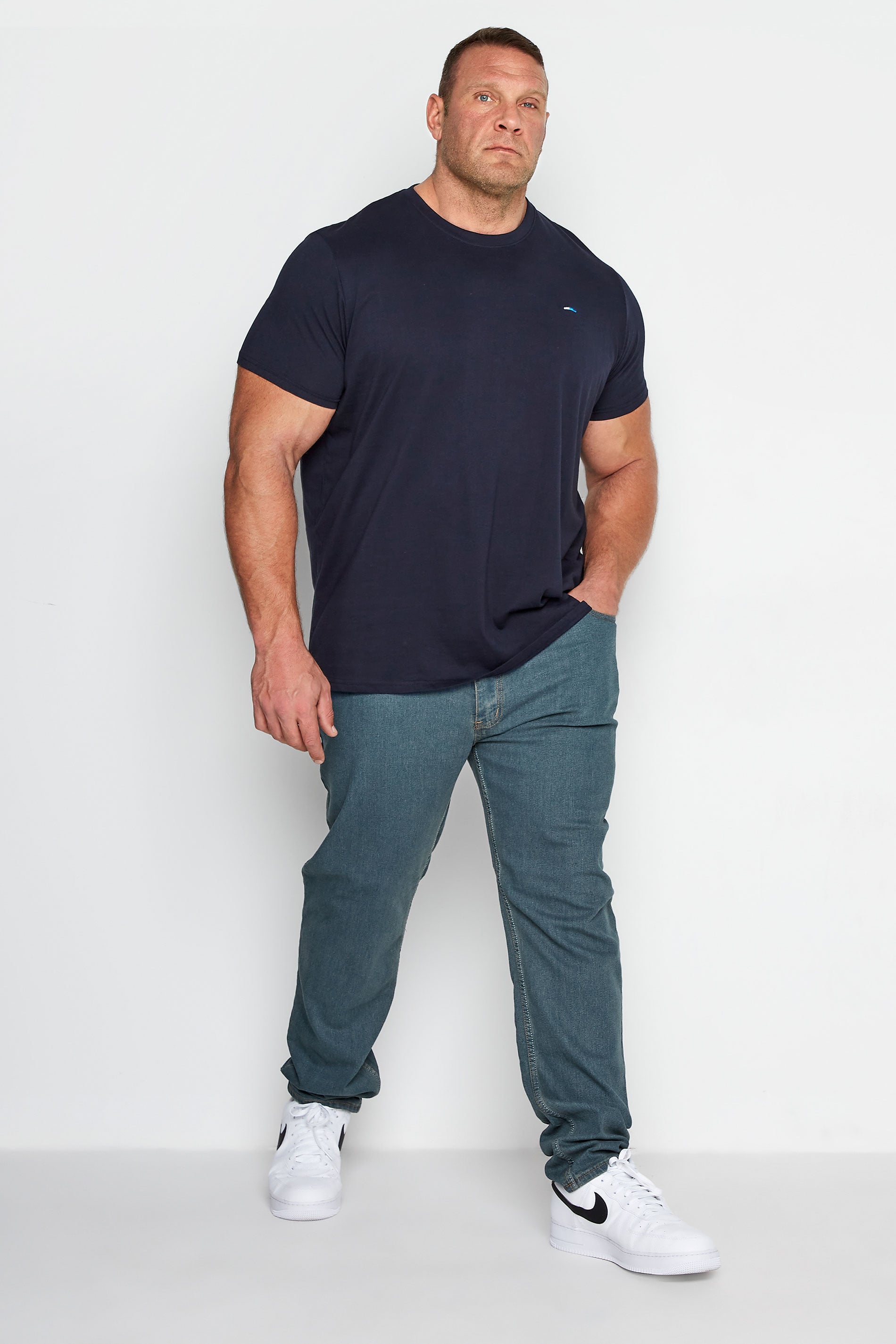 D555 Big & Tall Blue Stretch Comfort Fit Jeans | BadRhino 1