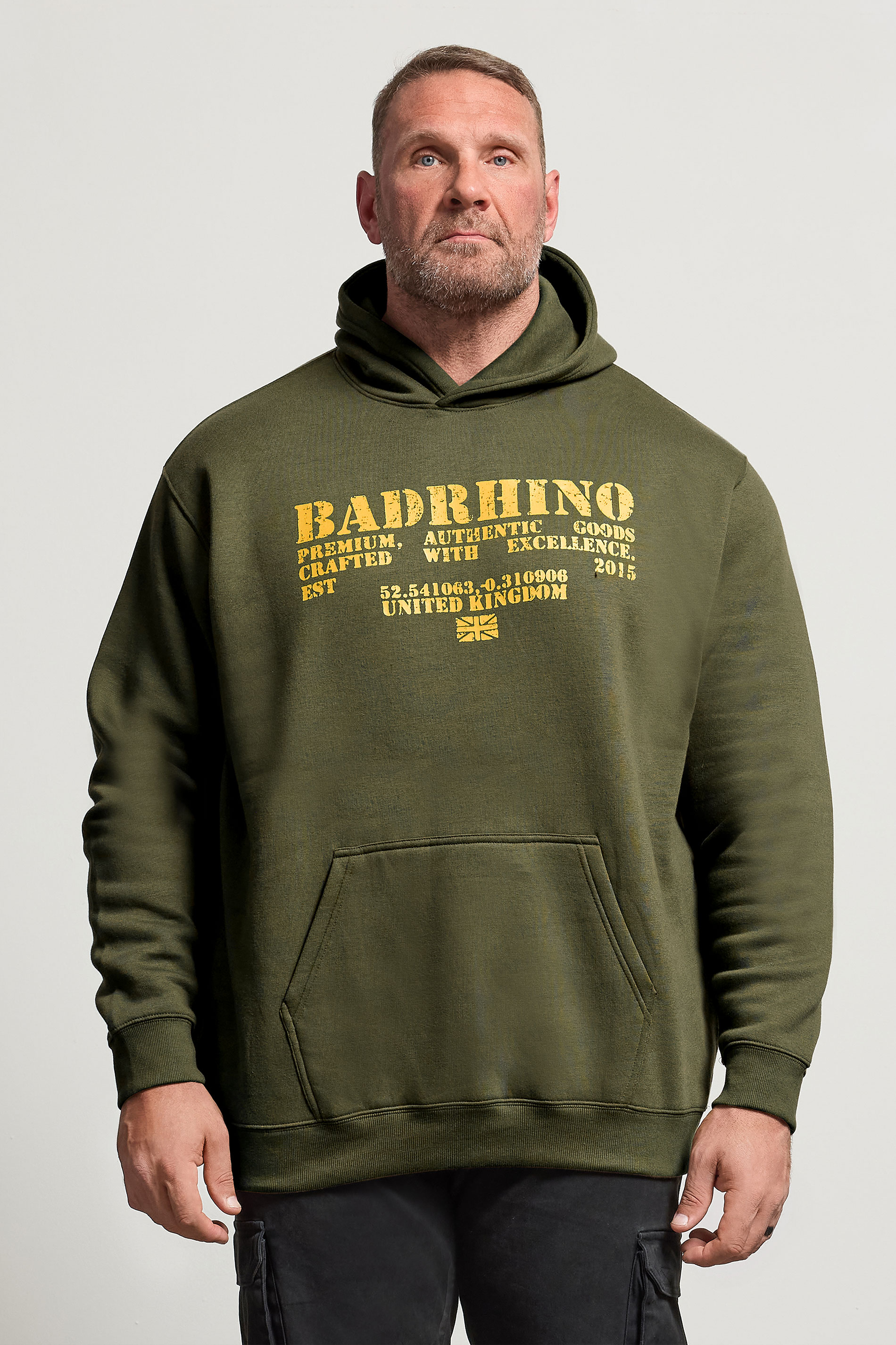 BadRhino Big & Tall Khaki Green Military Print Hoodie | BadRhino 2