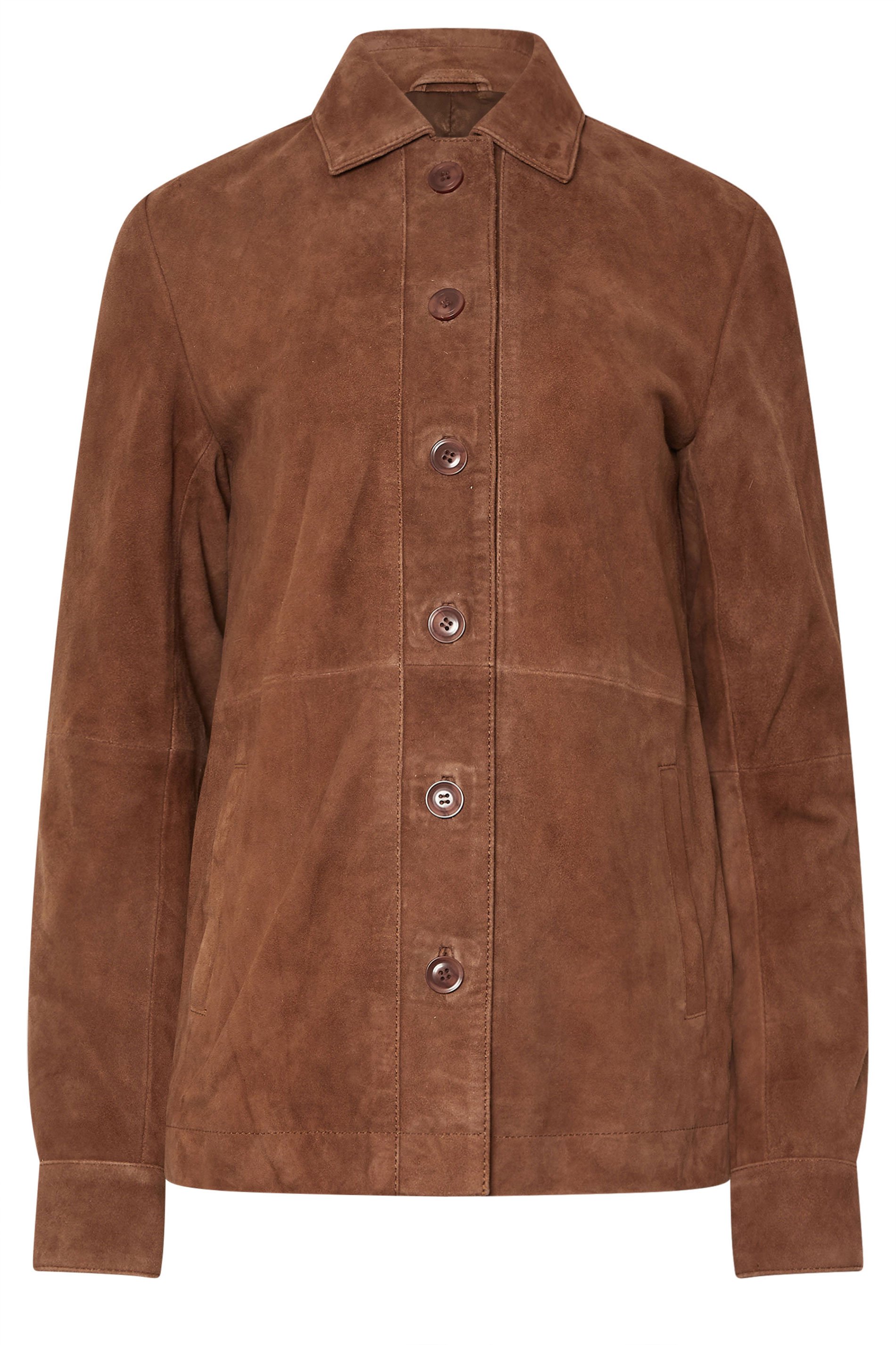 LTS PREMIUM Tall Brown Suede Leather Jacket | Long Tall Sally 6
