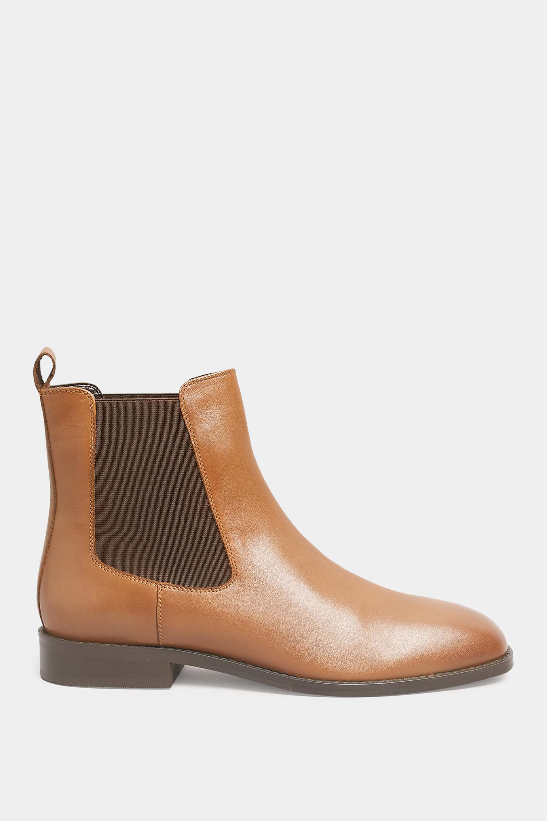 LTS Tan Brown Leather Chelsea Boots In Standard Fit | Long Tall Sally 3