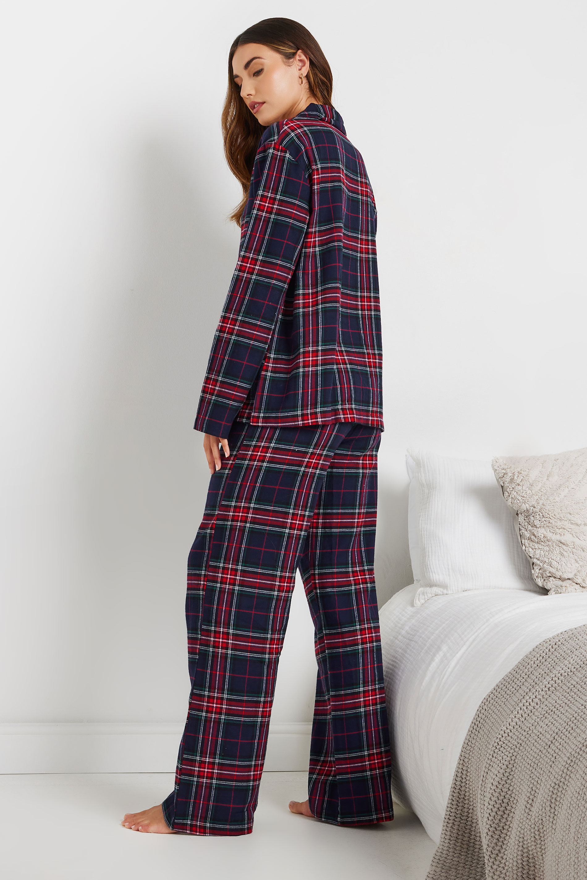 LTS Tall Navy Blue Woven Check Pyjama Set | Long Tall Sally 5