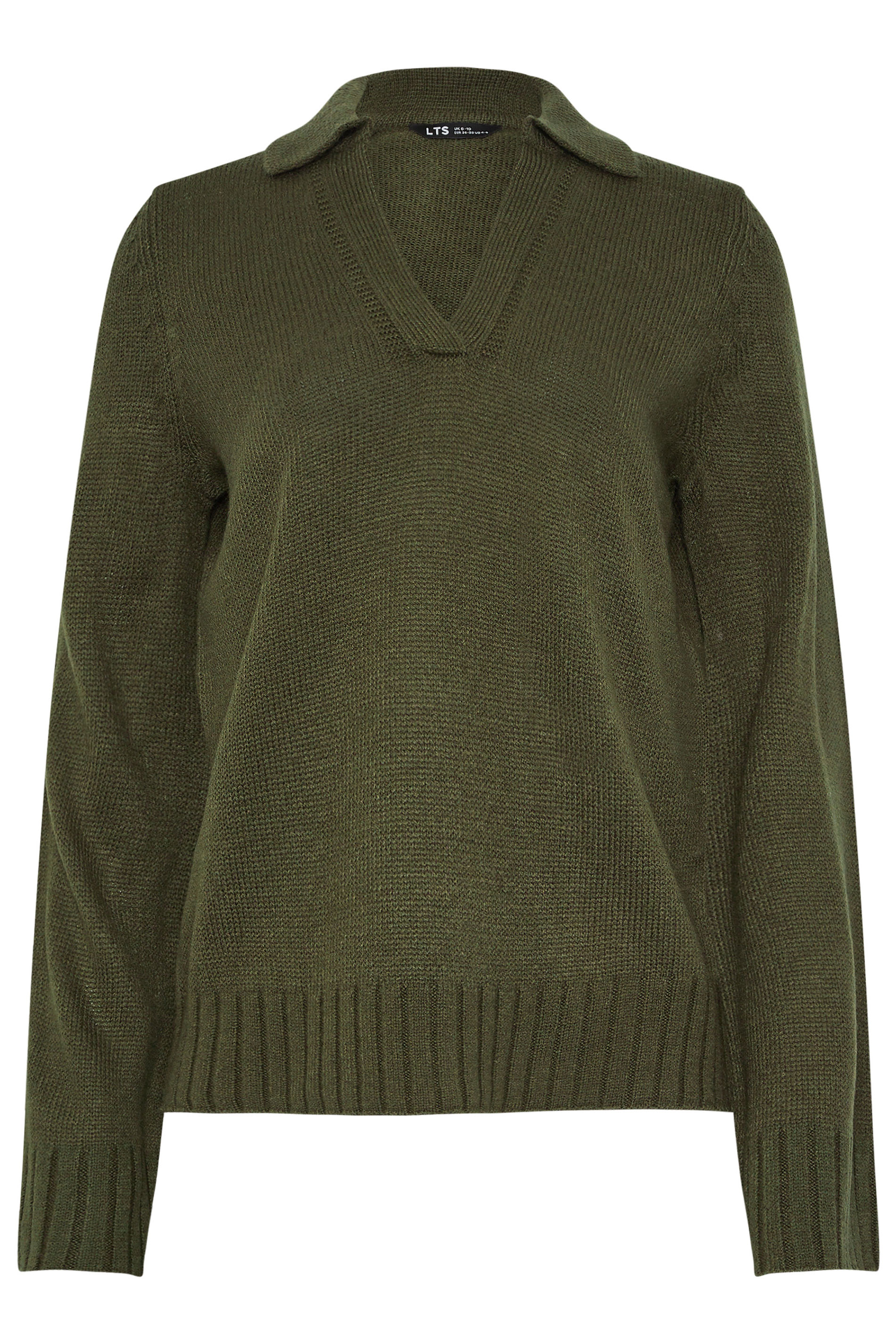 LTS Tall Khaki Green Knitted Collared Jumper | Long Tall Sally 5