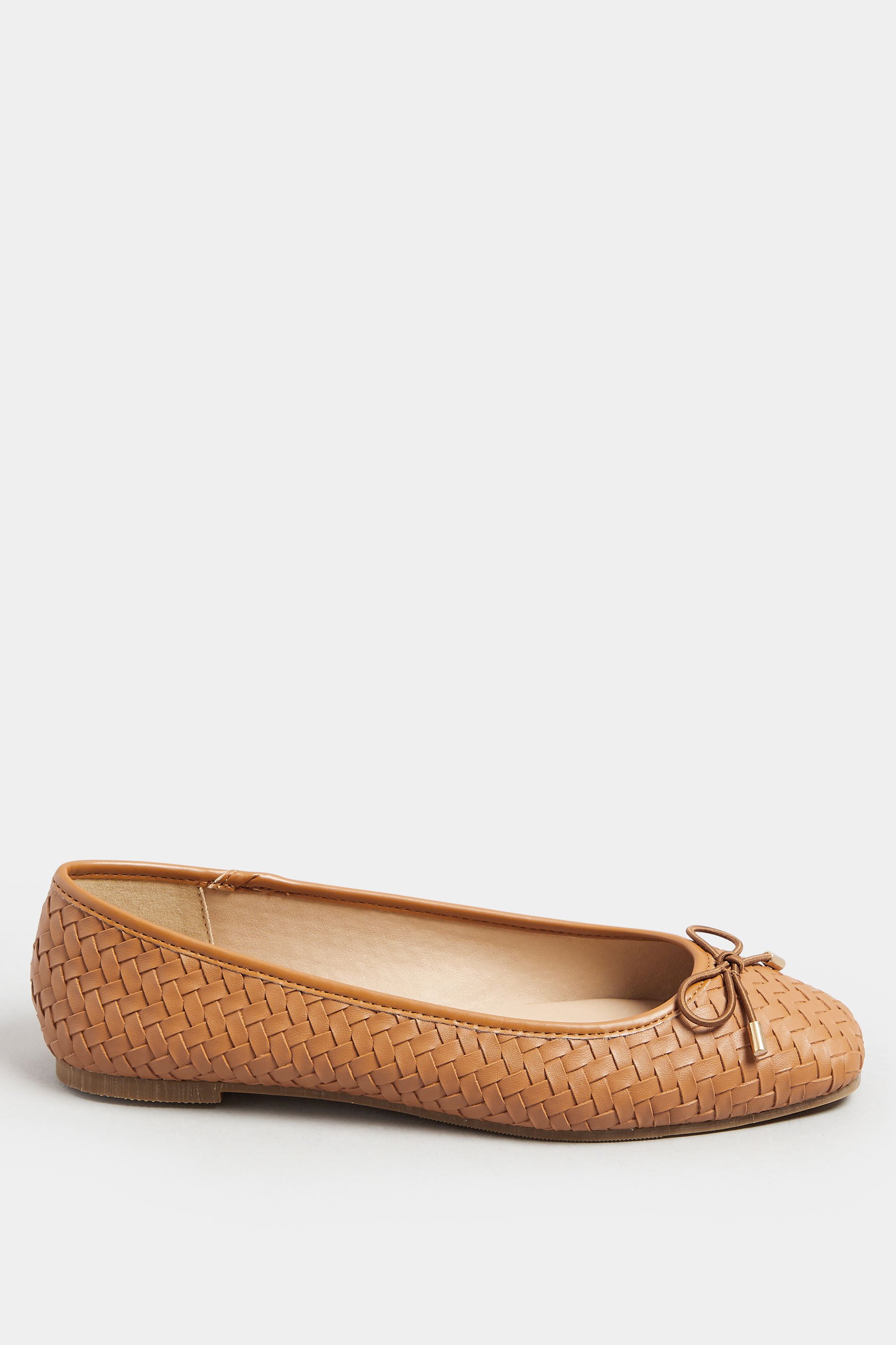LTS Tan Brown Woven Ballerina Pumps In Standard Fit | Long Tall Sally 3