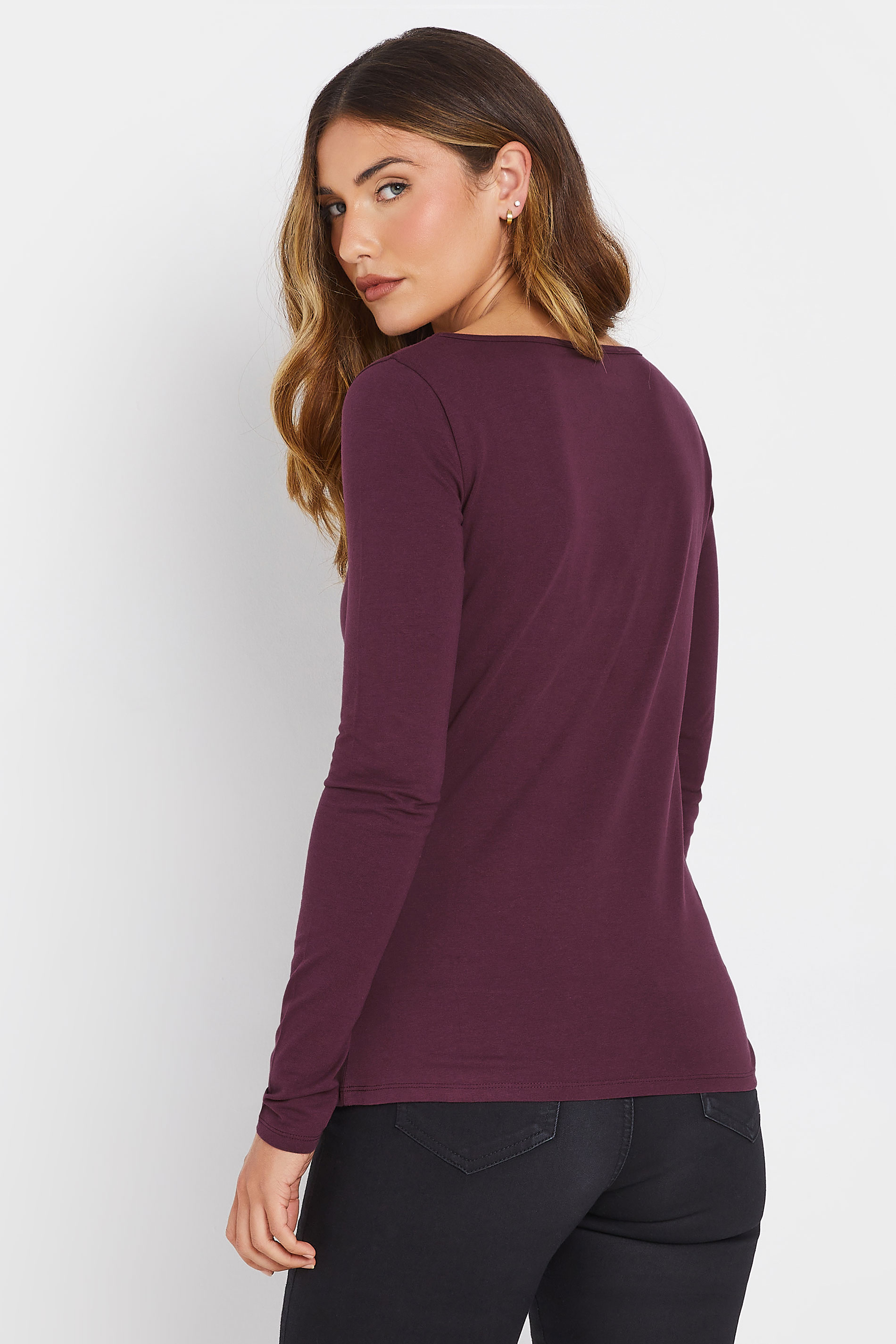 LTS Tall 2 PACK Black & Burgundy Red Square Neck Tops | Long Tall Sally 5