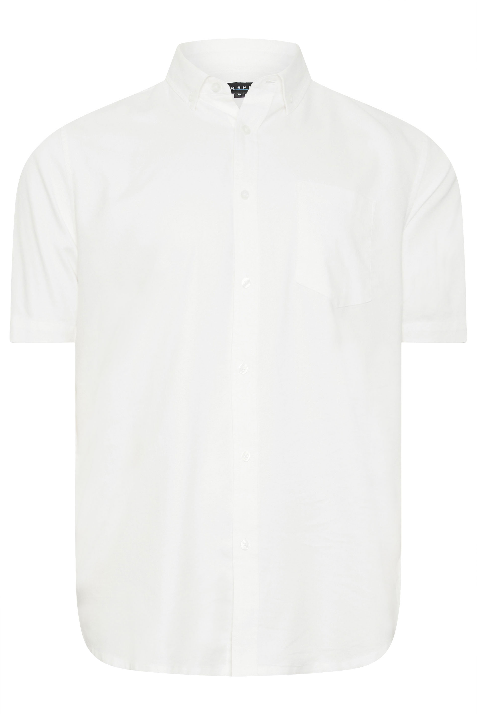 BadRhino Big & Tall Premium White Short Sleeve Oxford Cotton Shirt 3