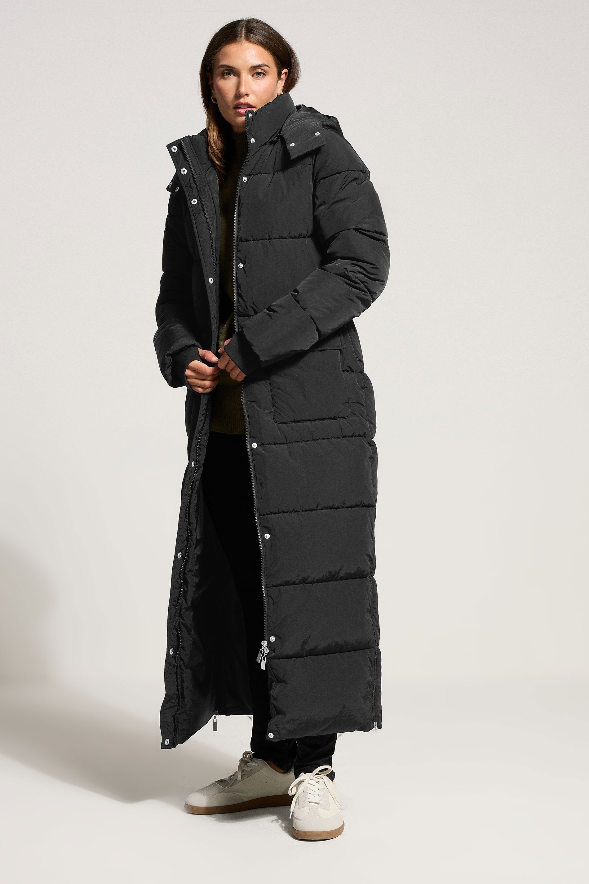 LTS Tall Black Padded Longline Maxi Coat | Long Tall Sally 2
