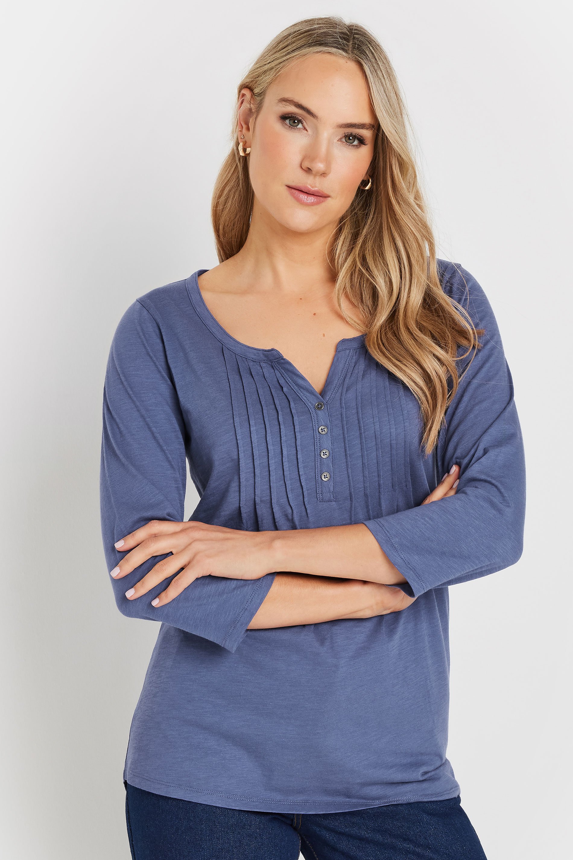 LTS Tall 2 PACK Light Pink & Blue Henley Tops | Long Tall Sally 2
