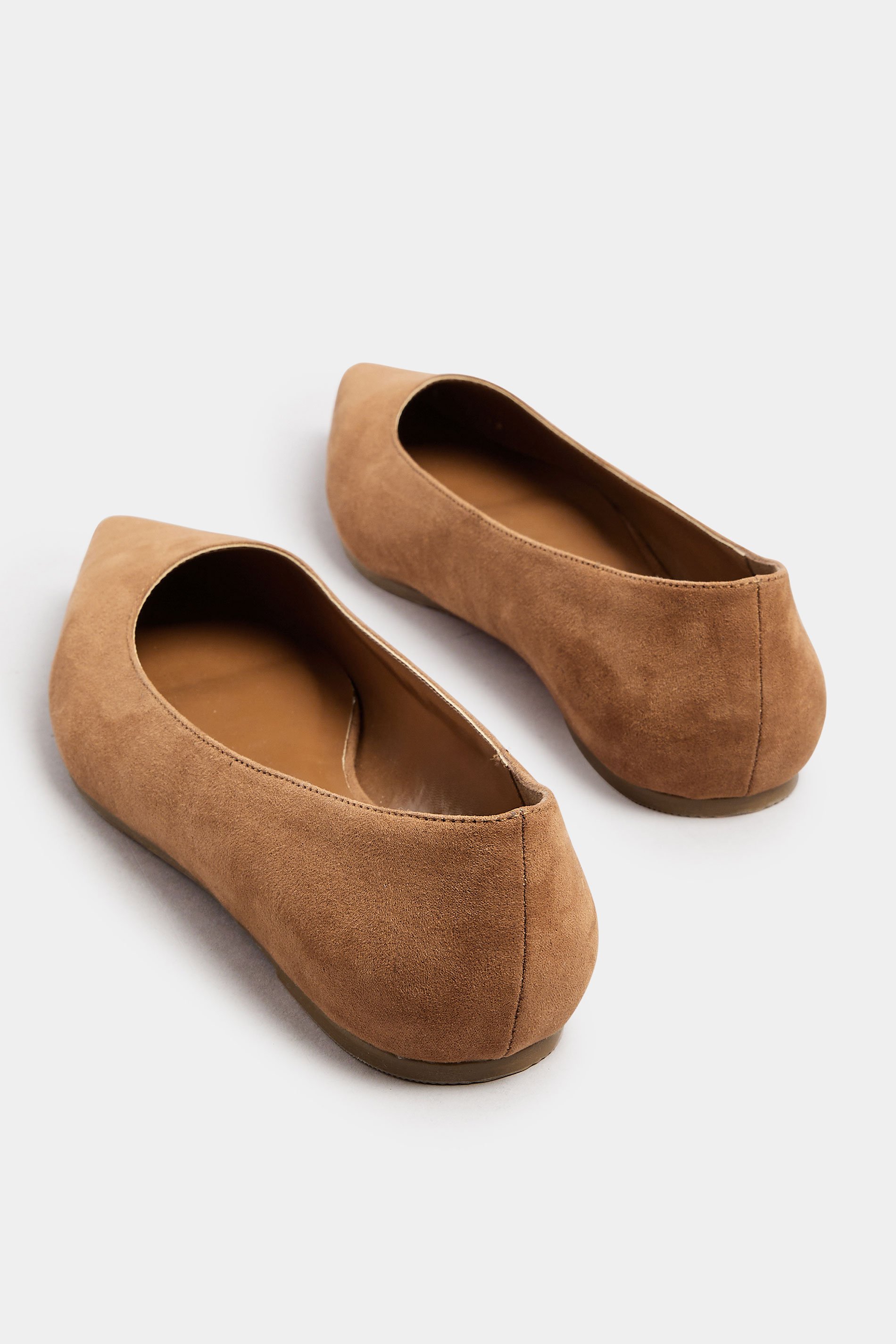LTS Tan Brown Faux Suede Pointed Flats In Standard Fit | Long Tall Sally 4