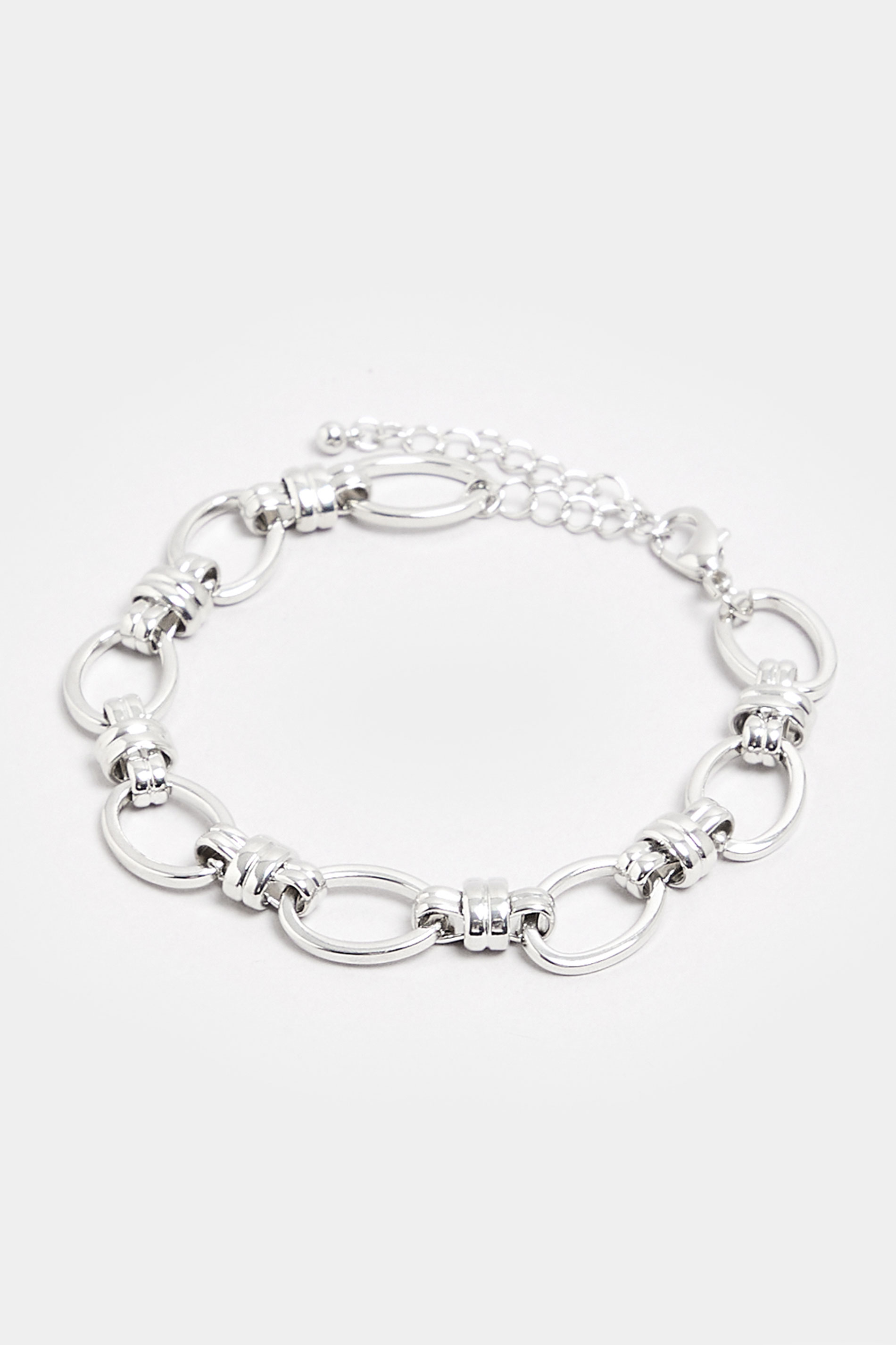 Silver Tone Oval Chain Bracelet | Yours Clothing 2