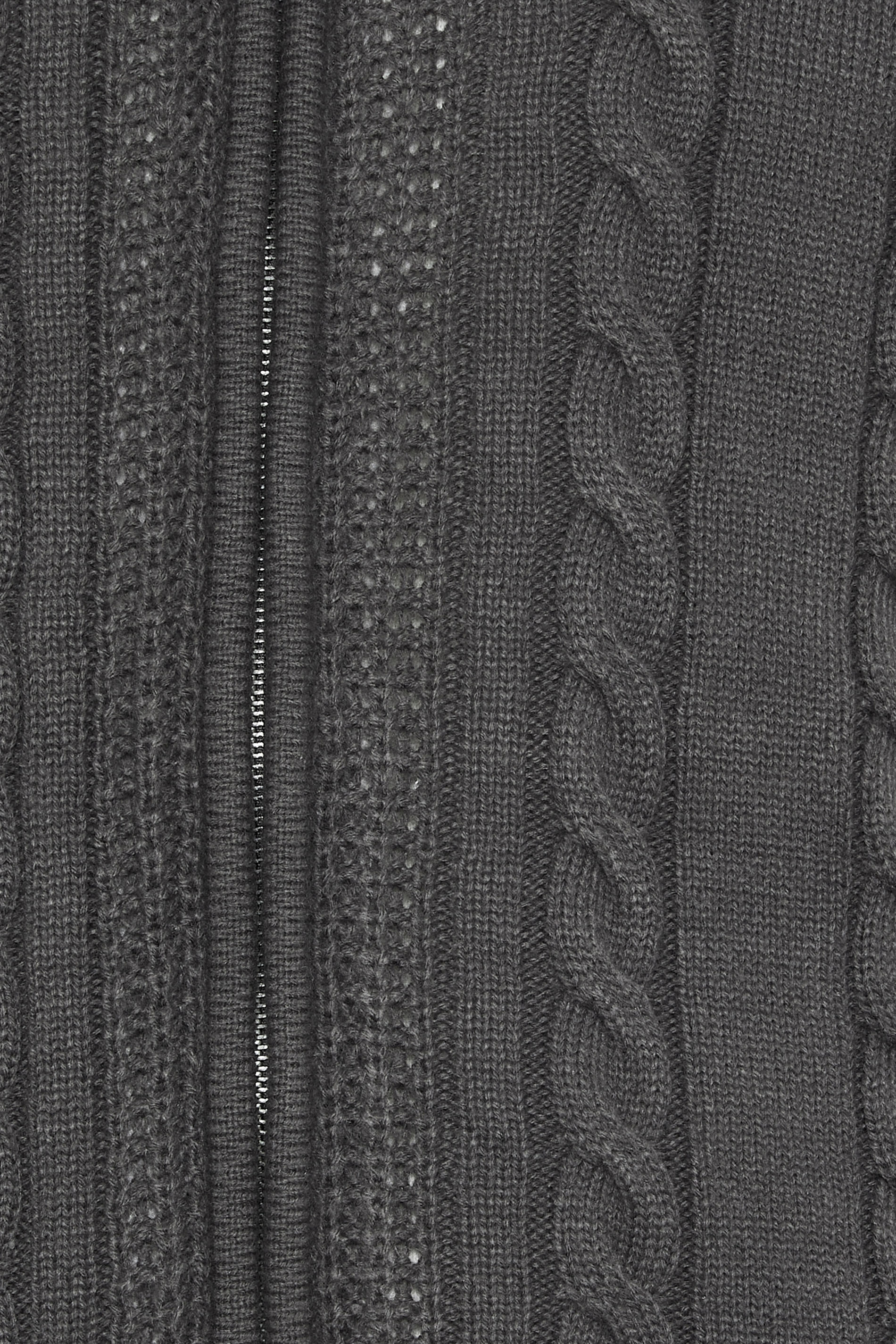 BadRhino Big & Tall Charcoal Grey Sherpa Lined Zip Through Cable Jumper | BadRhino 8