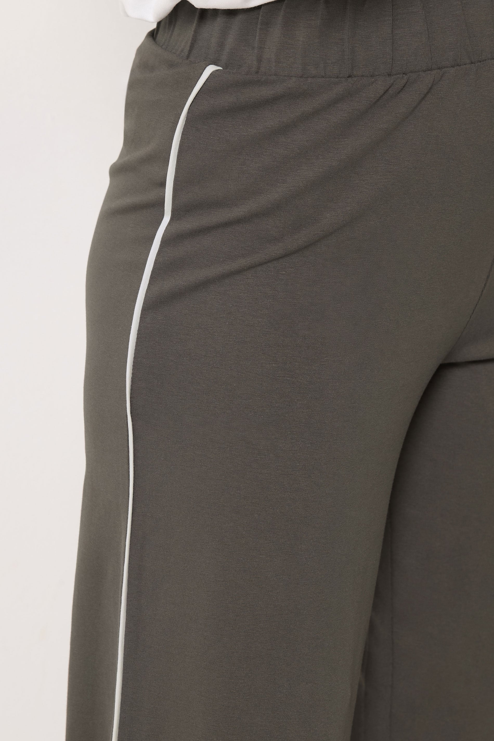 LTS Tall Women's Charcoal Grey Side Stripe Cotton Wide Leg Leggings | Long Tall Sally 5