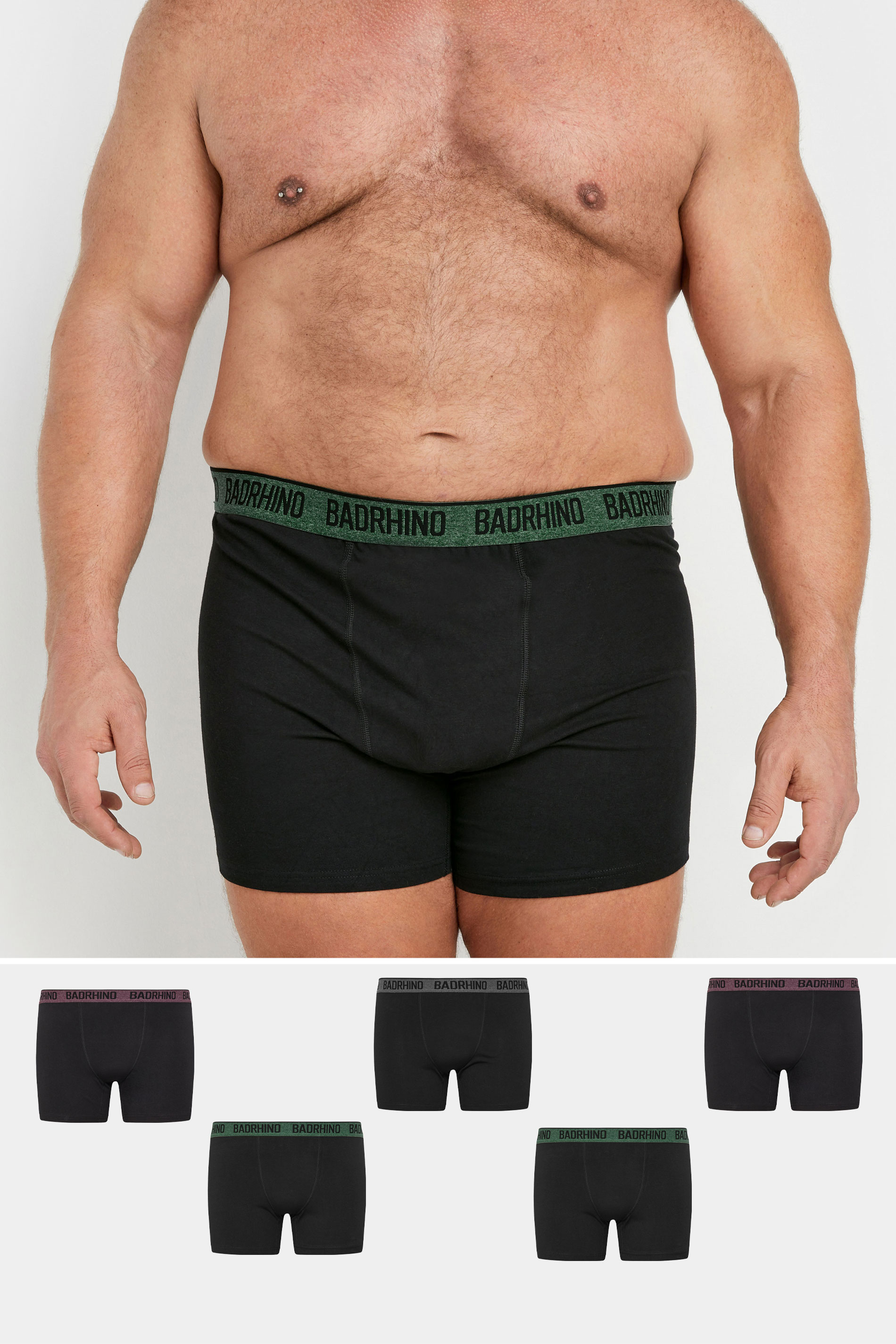BadRhino 5 PACK Black Marl Waistband Boxers | BadRhino 1