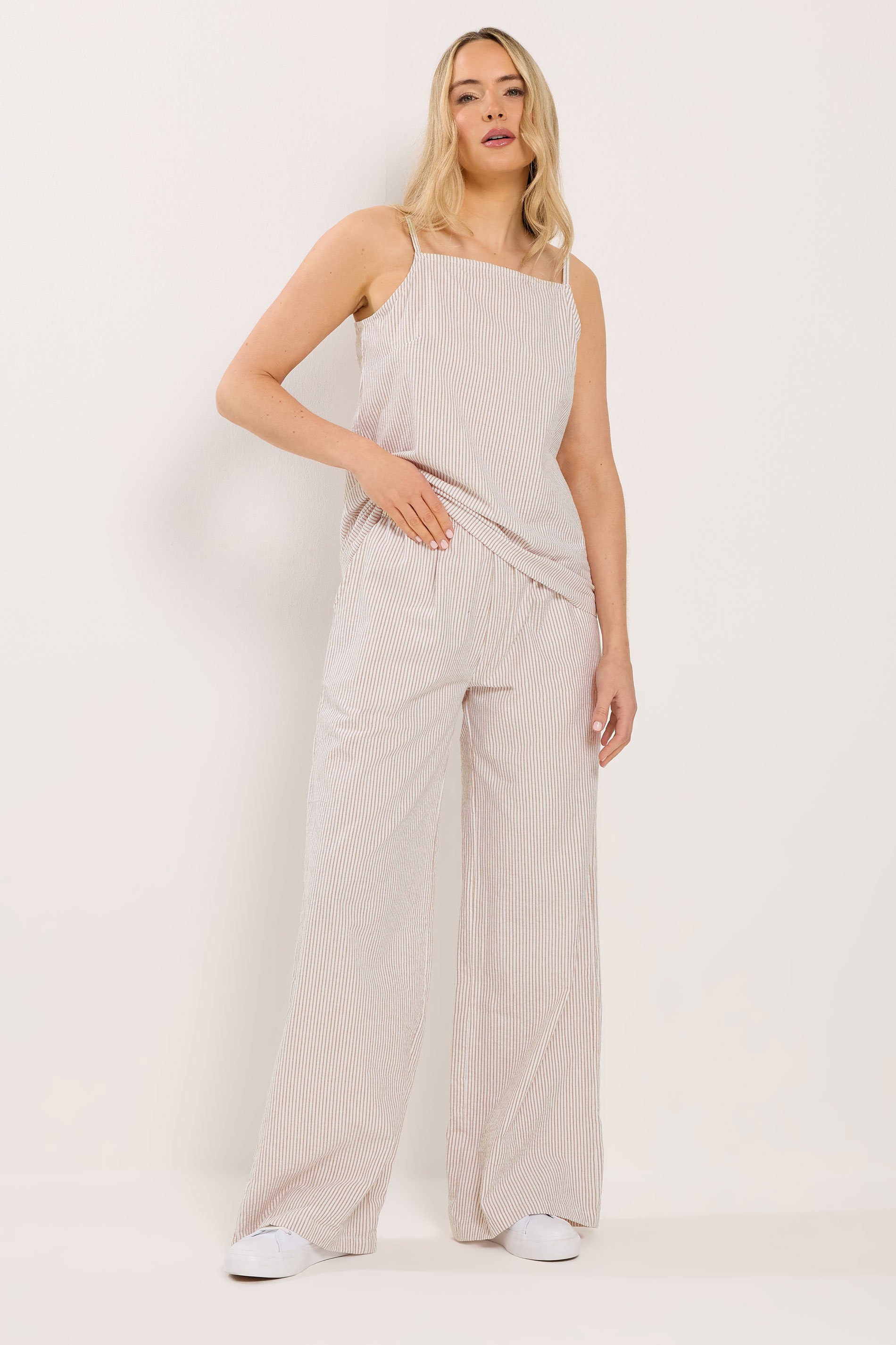 LTS Tall Women's Camel Brown Stripe Vest Top | Long Tall Sally 3