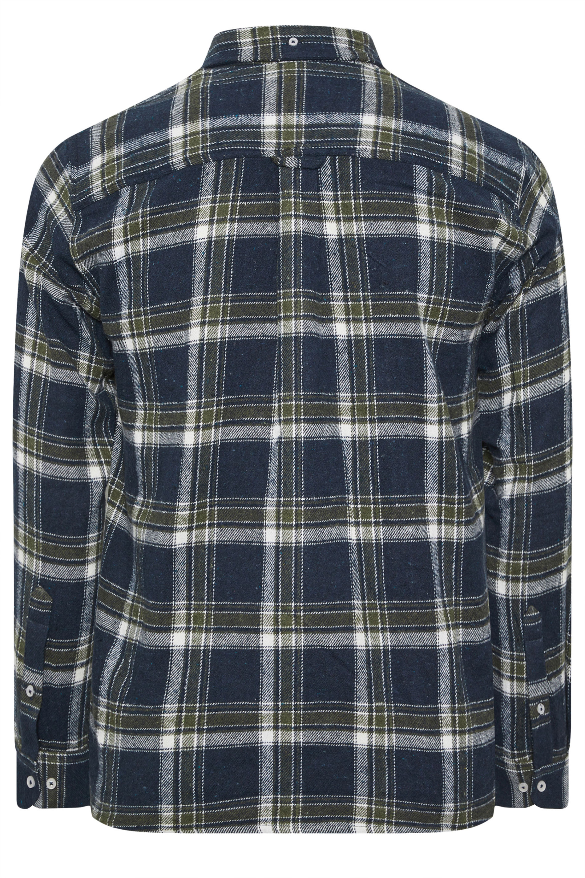 BadRhino Big & Tall Navy Blue & Green Brushed Checked Shirt 7
