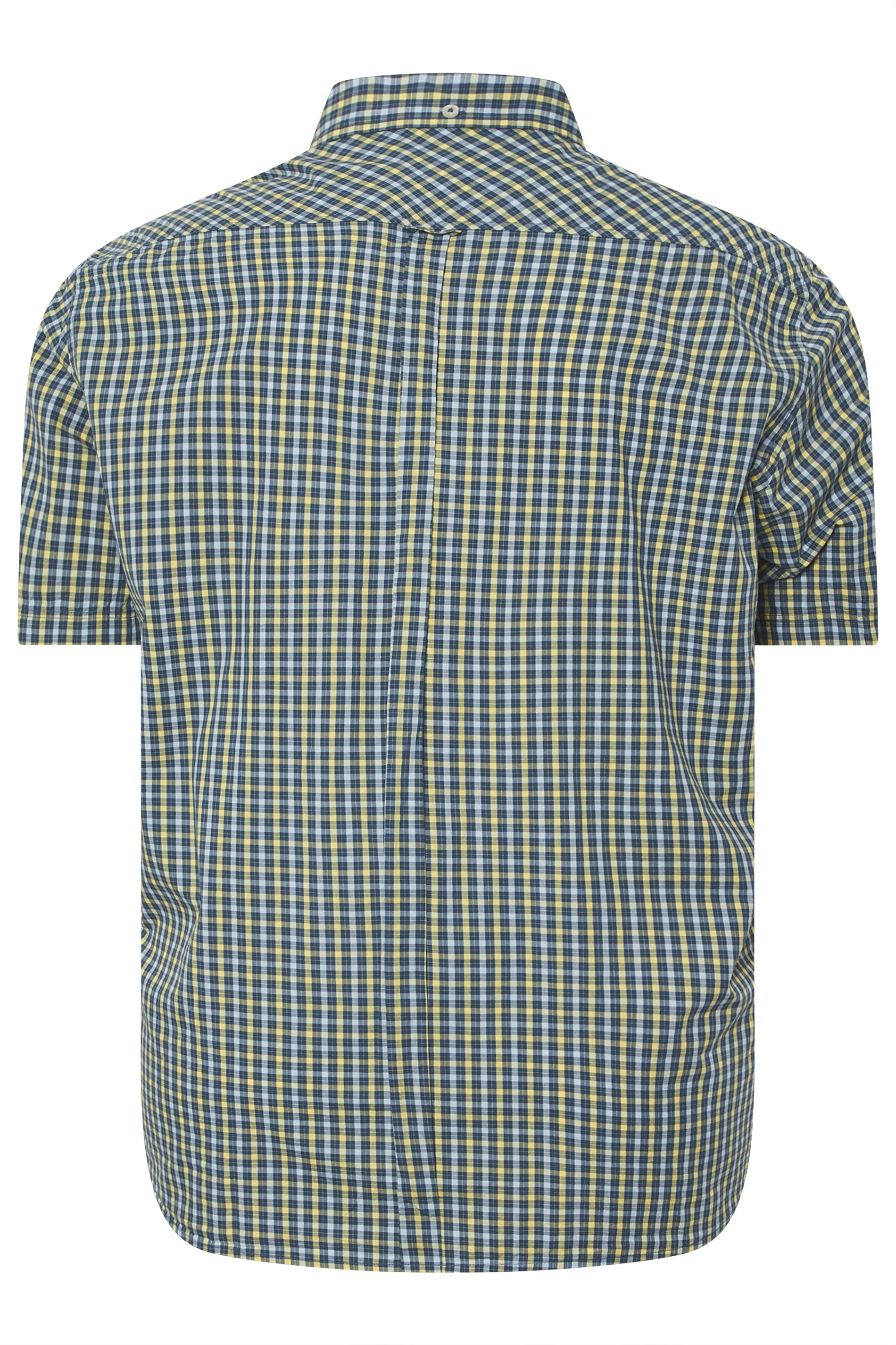 BEN SHERMAN Big & Tall Blue & Yellow Check Shirt | BadRhino 4