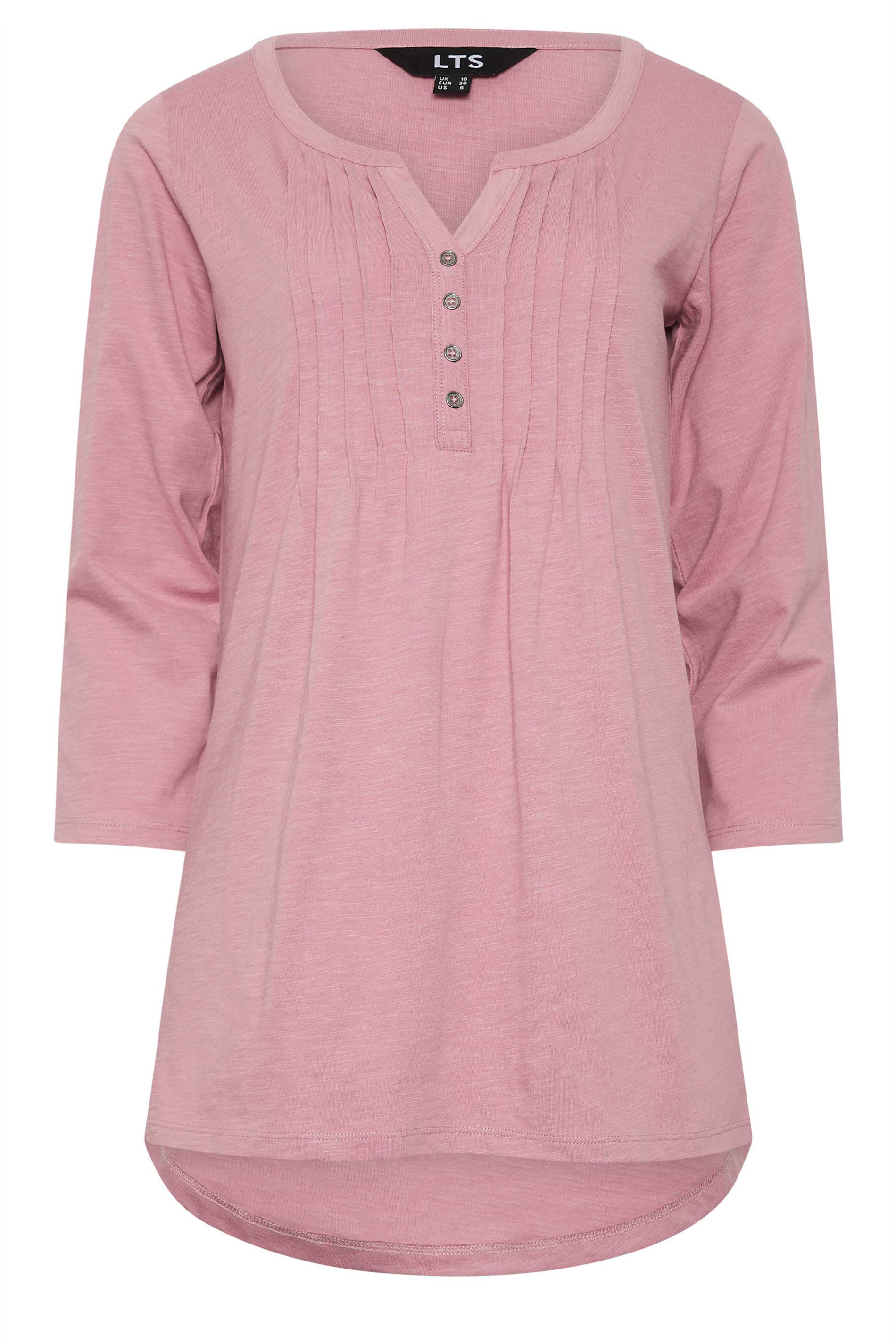 LTS 2 PACK Tall Womens Blue & Pink Cotton Henley Tops | Long Tall Sally 9