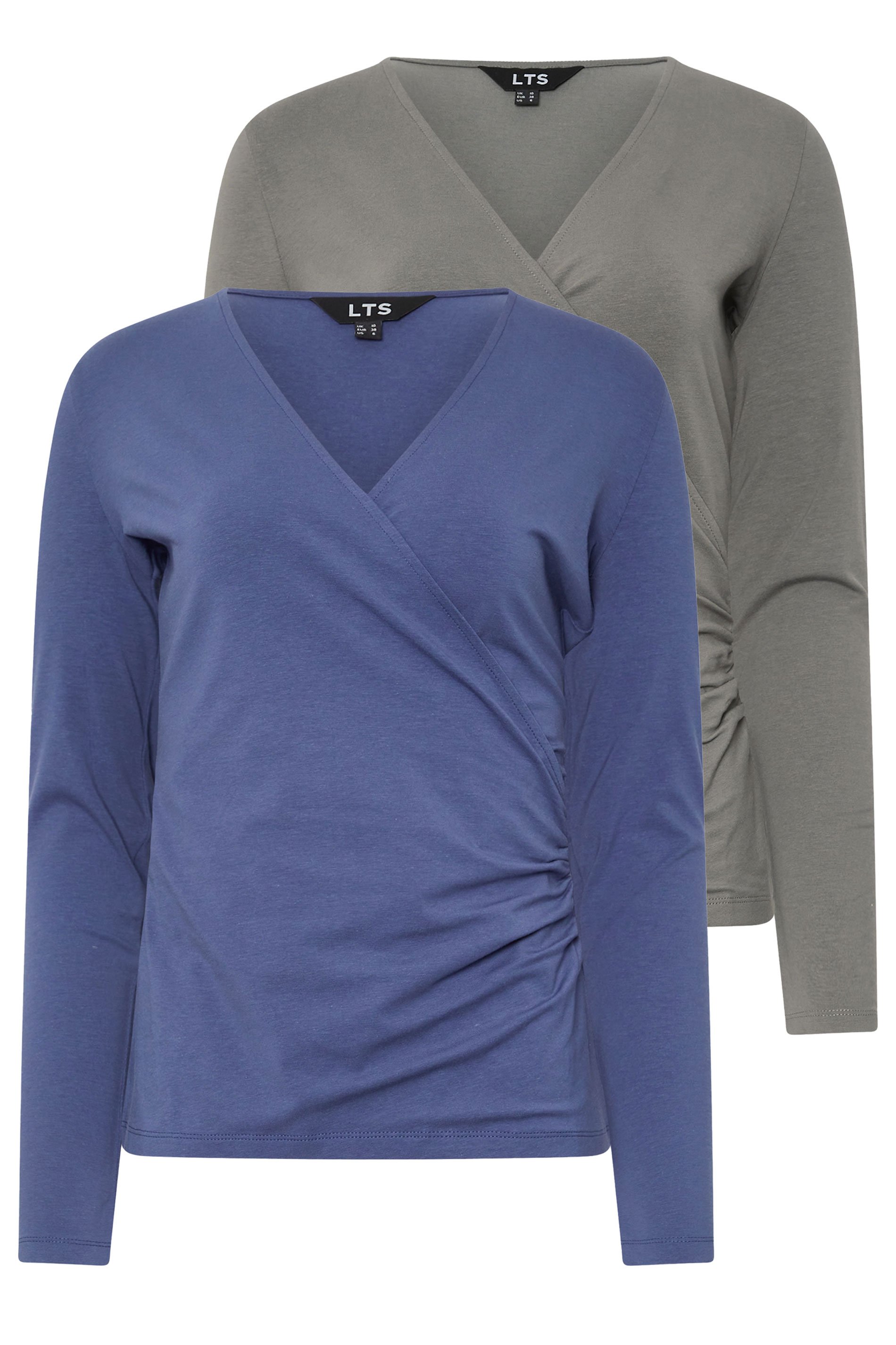 LTS Tall 2 PACK Navy Blue & Grey Wrap Tops | Long Tall Sally 7