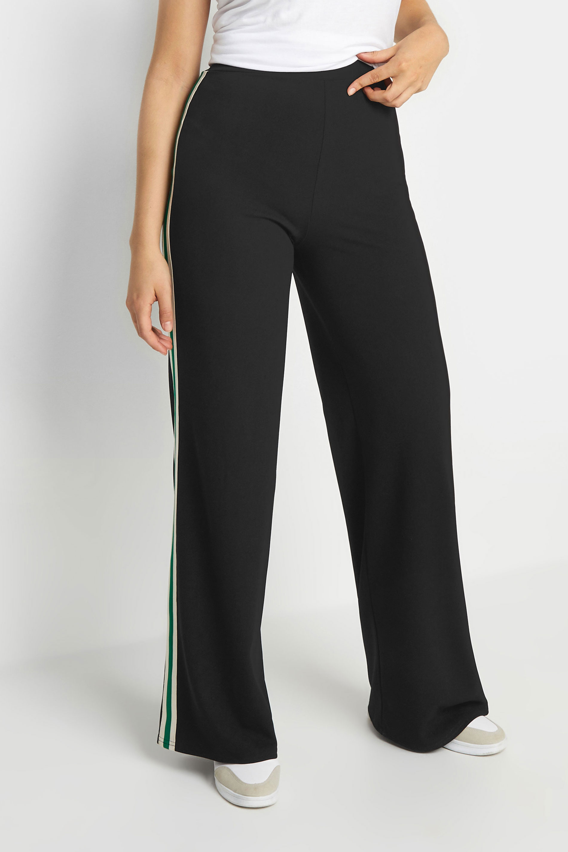 LTS Tall Women's Black & Green Side Stripe Wide Leg Trousers | Long Tall Sally 2