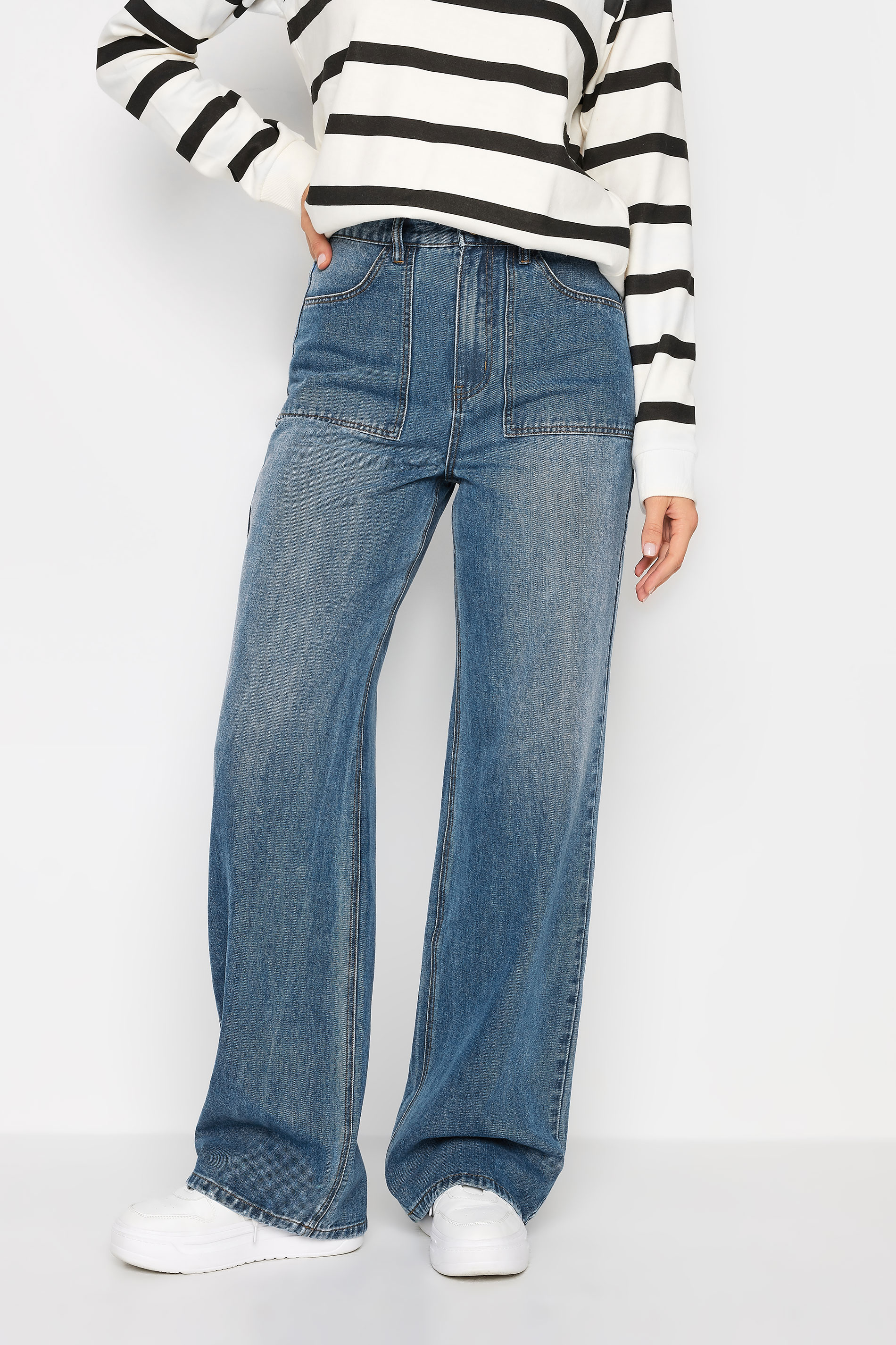 LTS Tall Womens Blue Wide Leg High Waisted Jeans | Long Tall Sally  1