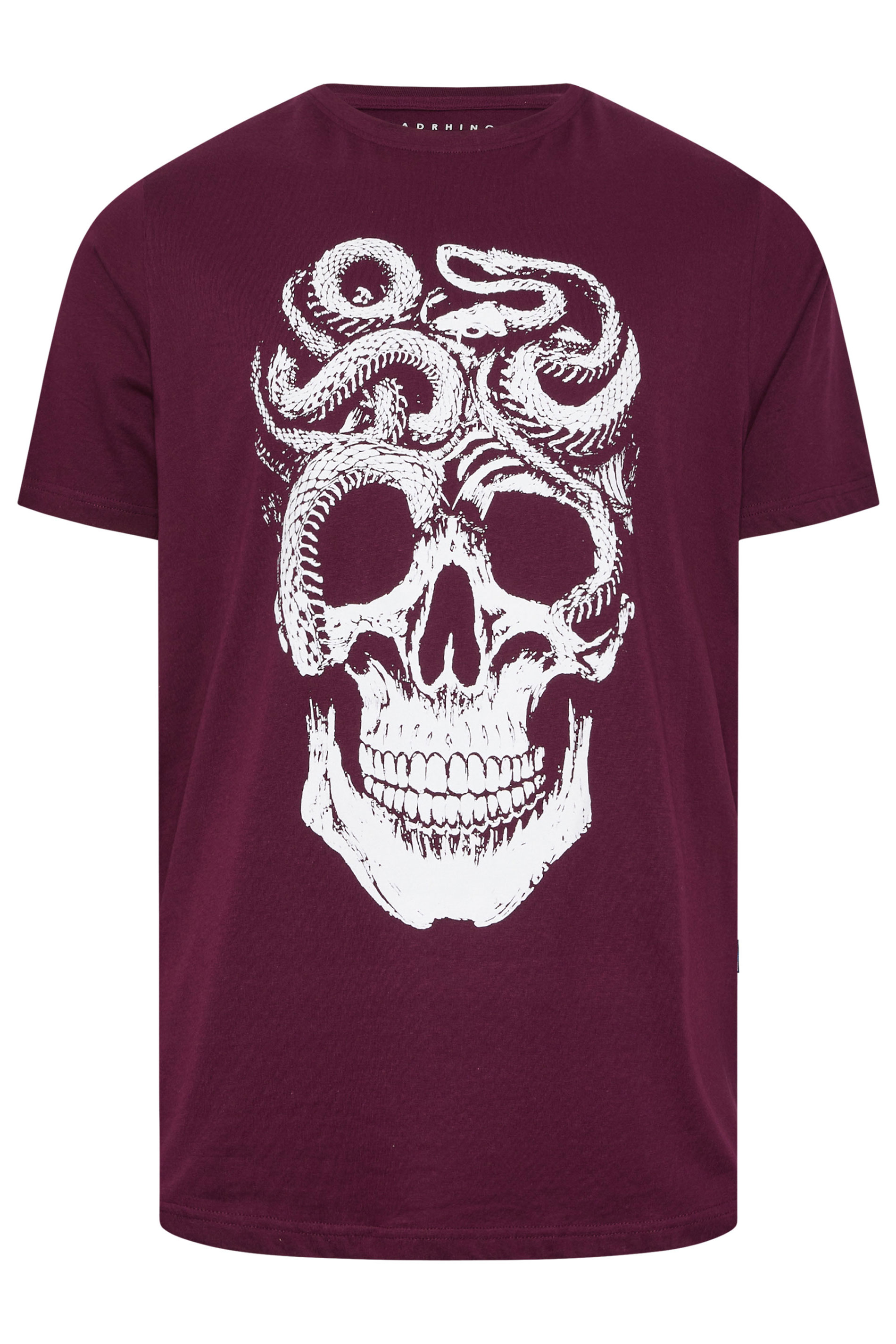 BadRhino Big & Tall Burgundy Red Skull & Snake Graphic T-Shirt | BadRhino 6