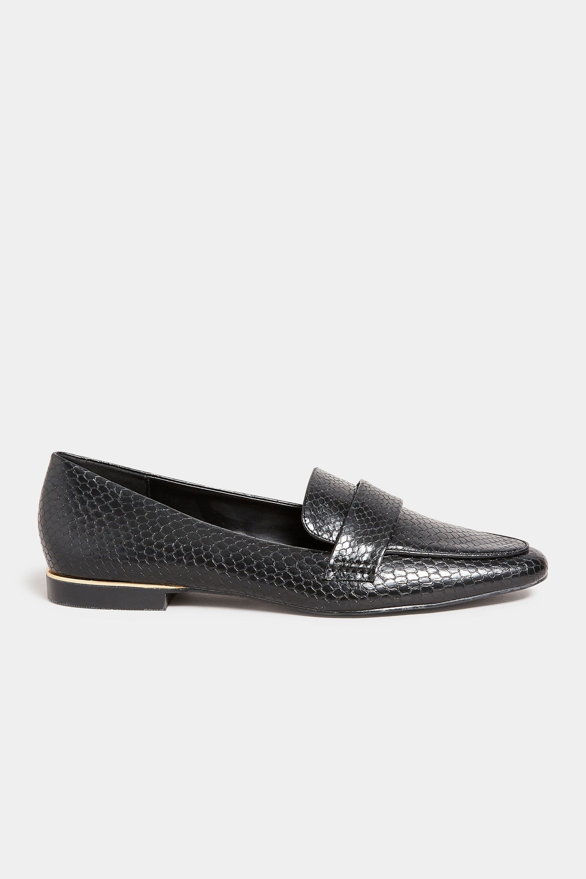 LTS Black Metal Trim Loafers In Standard Fit | Long Tall Sally 3