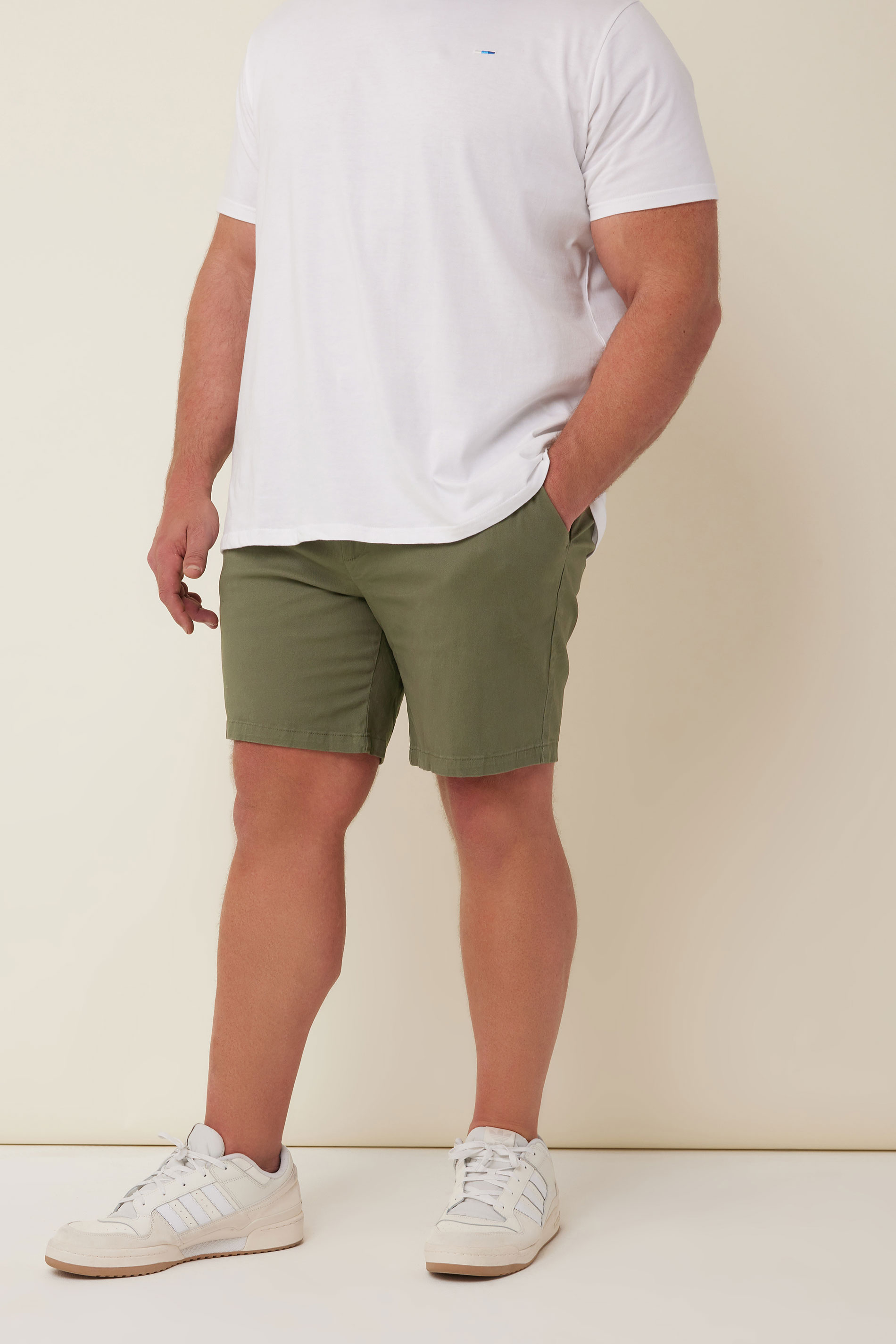 BadRhino Khaki Green Stretch Chino Shorts | BadRhino 1