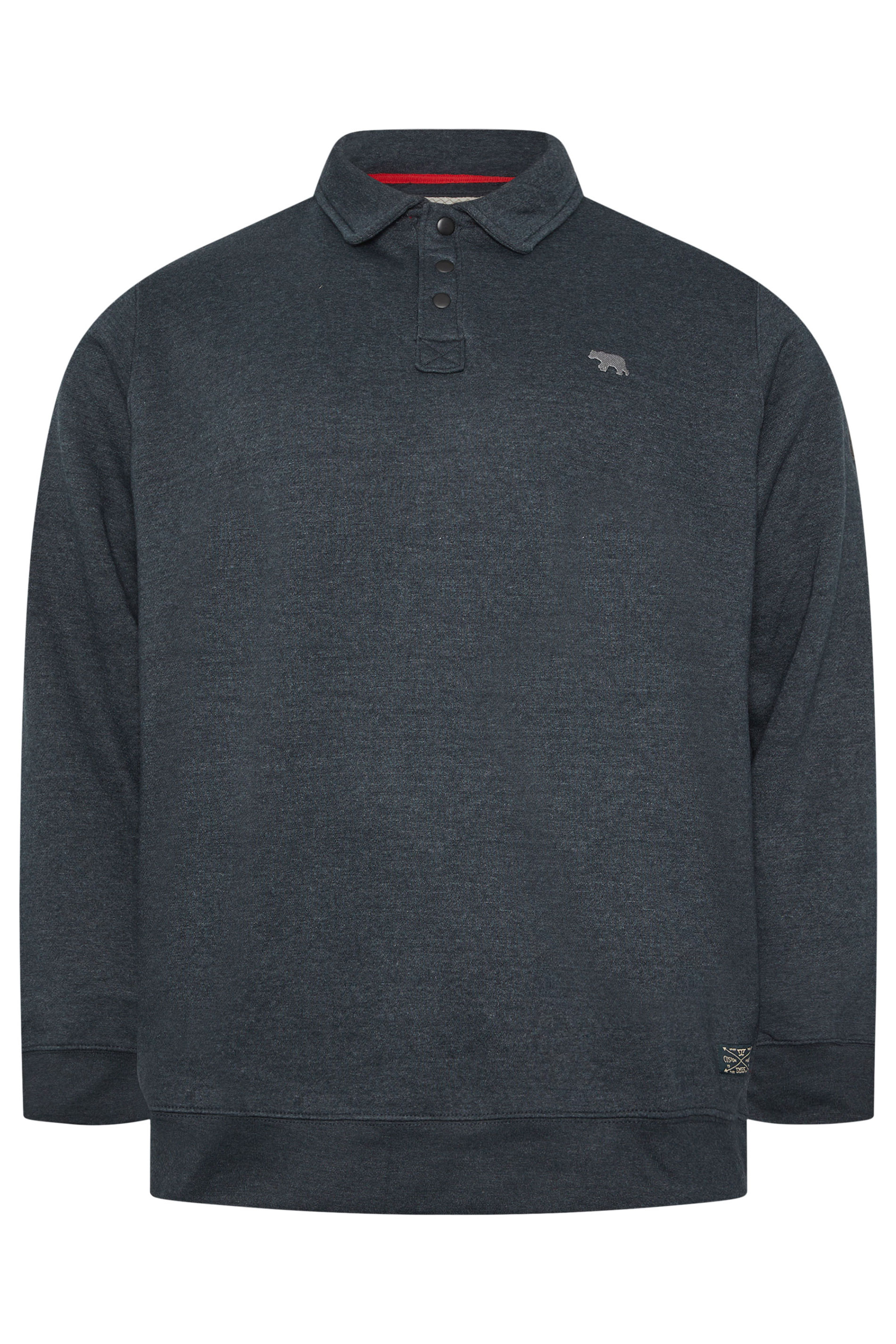 D555 Big & Tall Navy Blue Embroidered Long Sleeve Polo Shirt | BadRhino 3