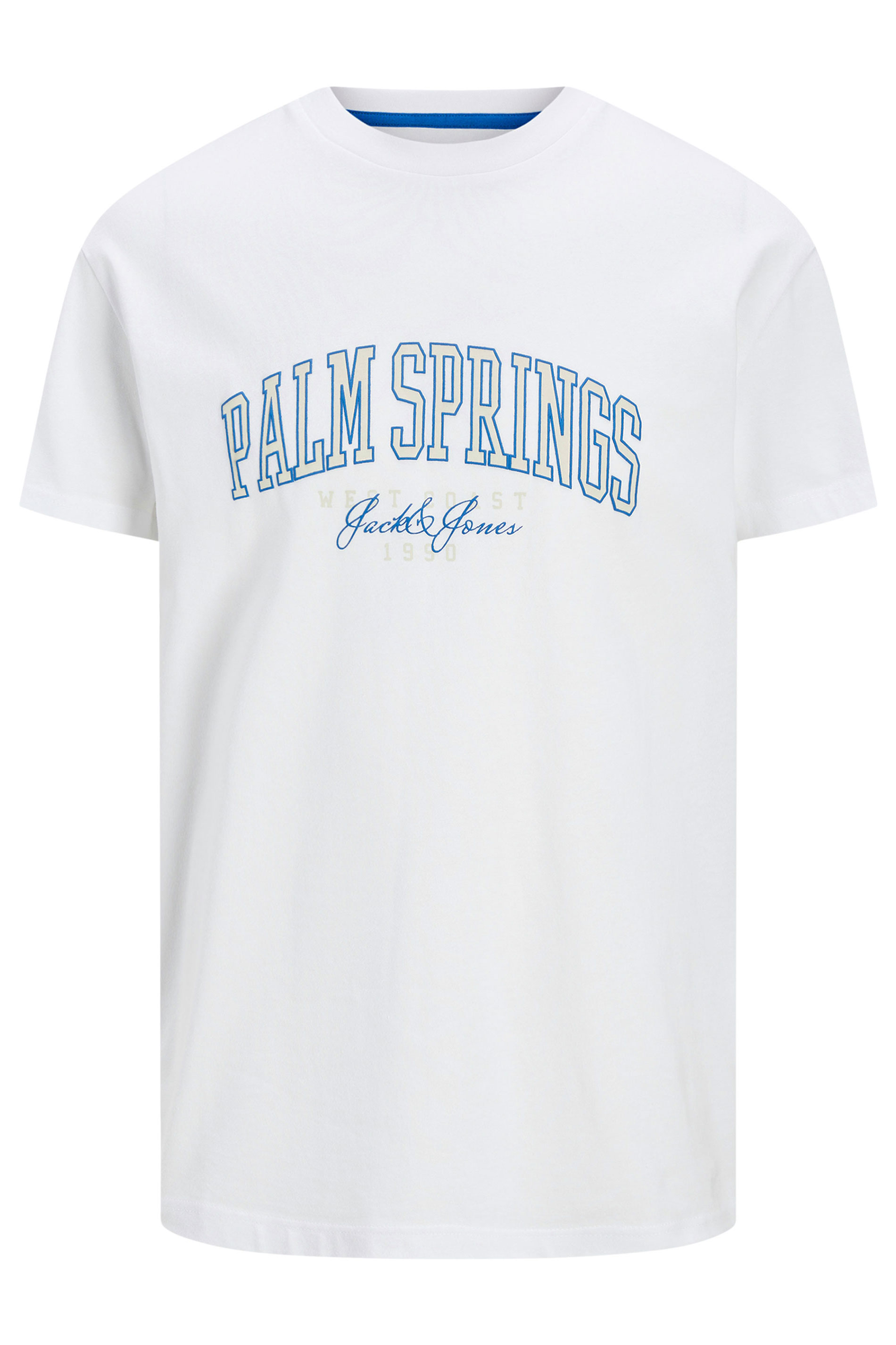 JACK & JONES Big & Tall White 'Palm Springs' Slogan T-Shirt | BadRhino 3