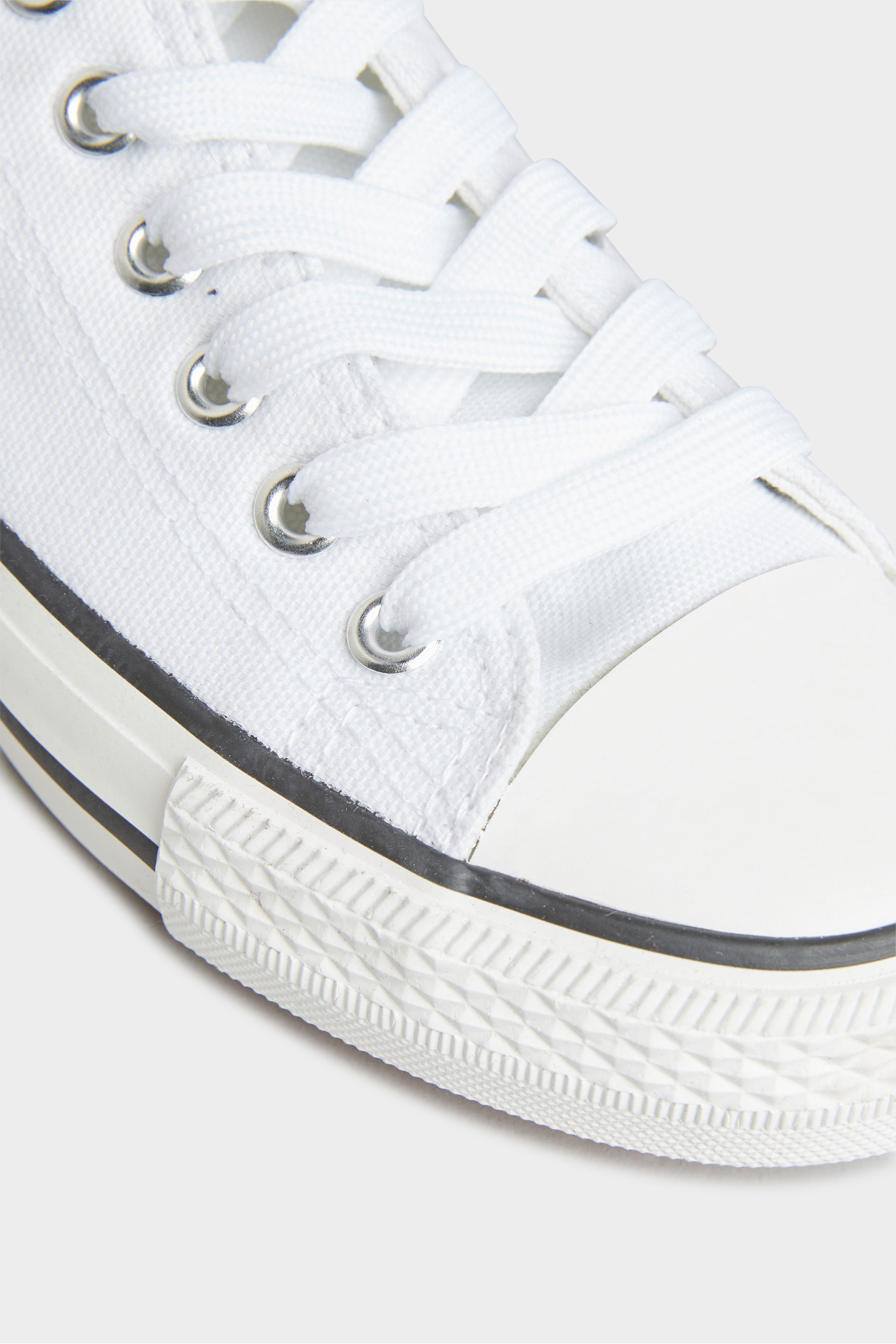 White Canvas Low Trainers In Wide Fit | Yours Clothing 5