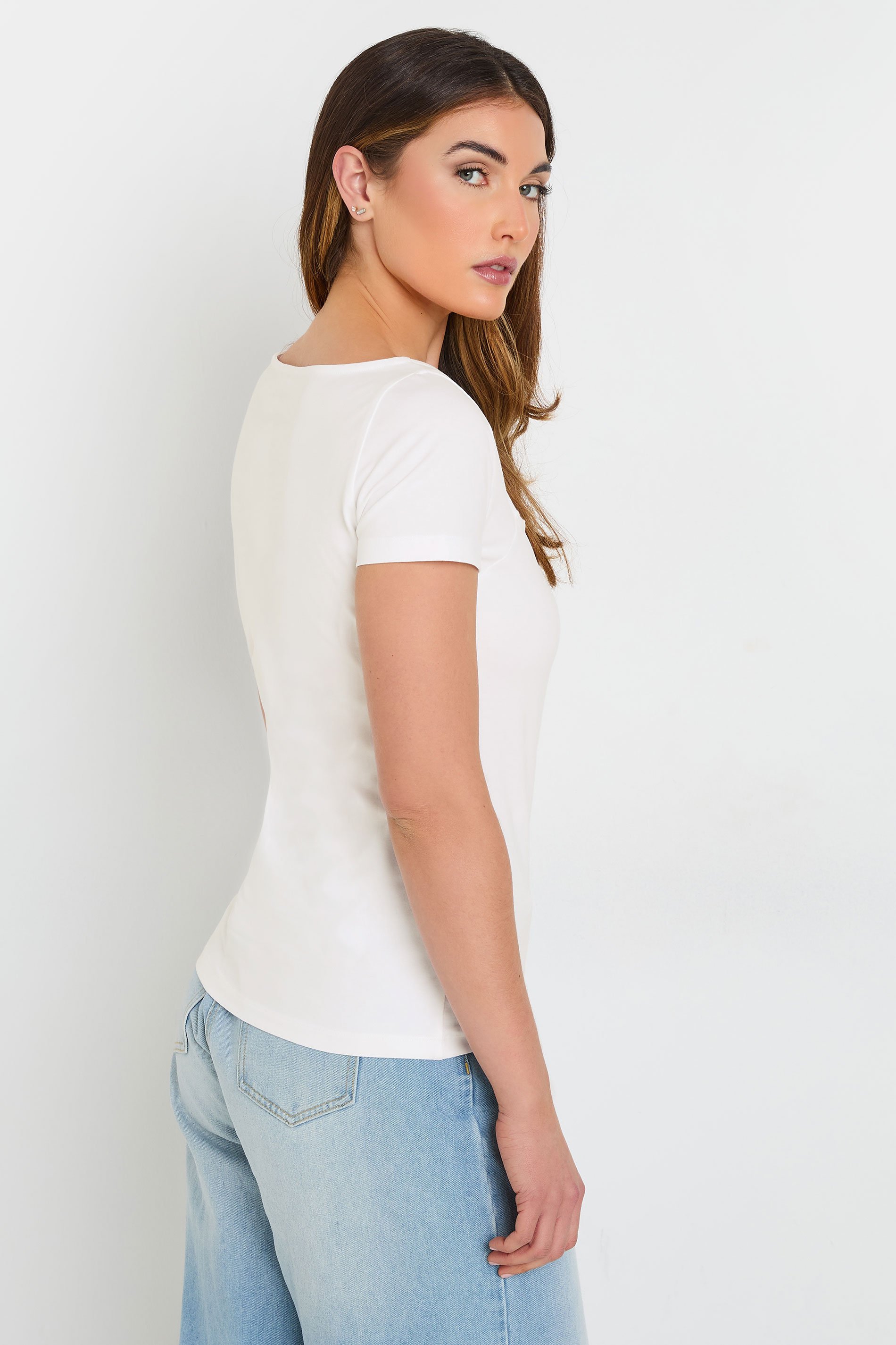 LTS Tall 2 PACK Navy Blue & White Fitted Square Neck Tops | Long Tall Sally 5