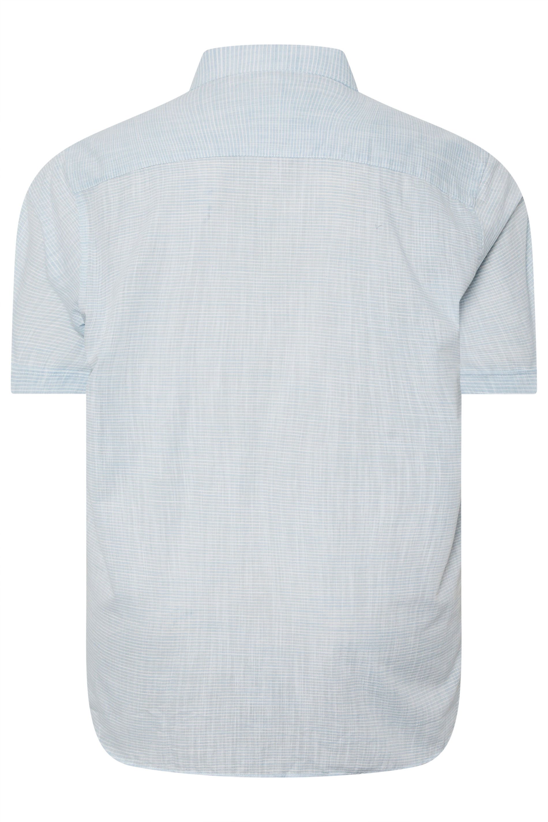 KAM Big & Tall Sky Blue Stripe Grandad Collar Shirt | BadRhino 4
